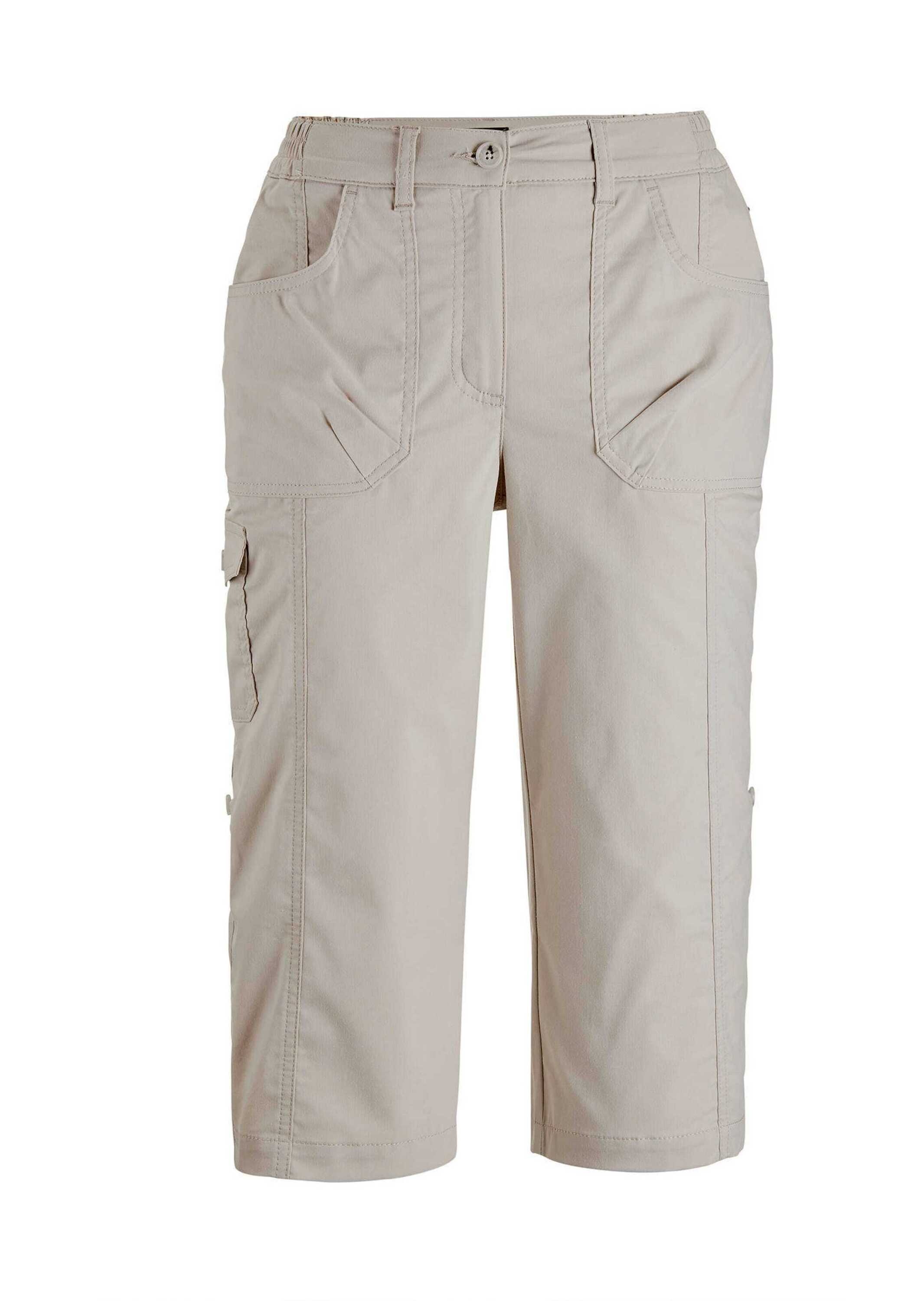 7/8-Hose GOLDNER "Krempelbare Capri-Hose mit Funktion", Damen, Gr. 54, N-Gr, beige (sand), Obermaterial: 71% Baumwolle CO. 25% Polyester PES. 4% Elasthan EL., Hosen 7/8-Hose