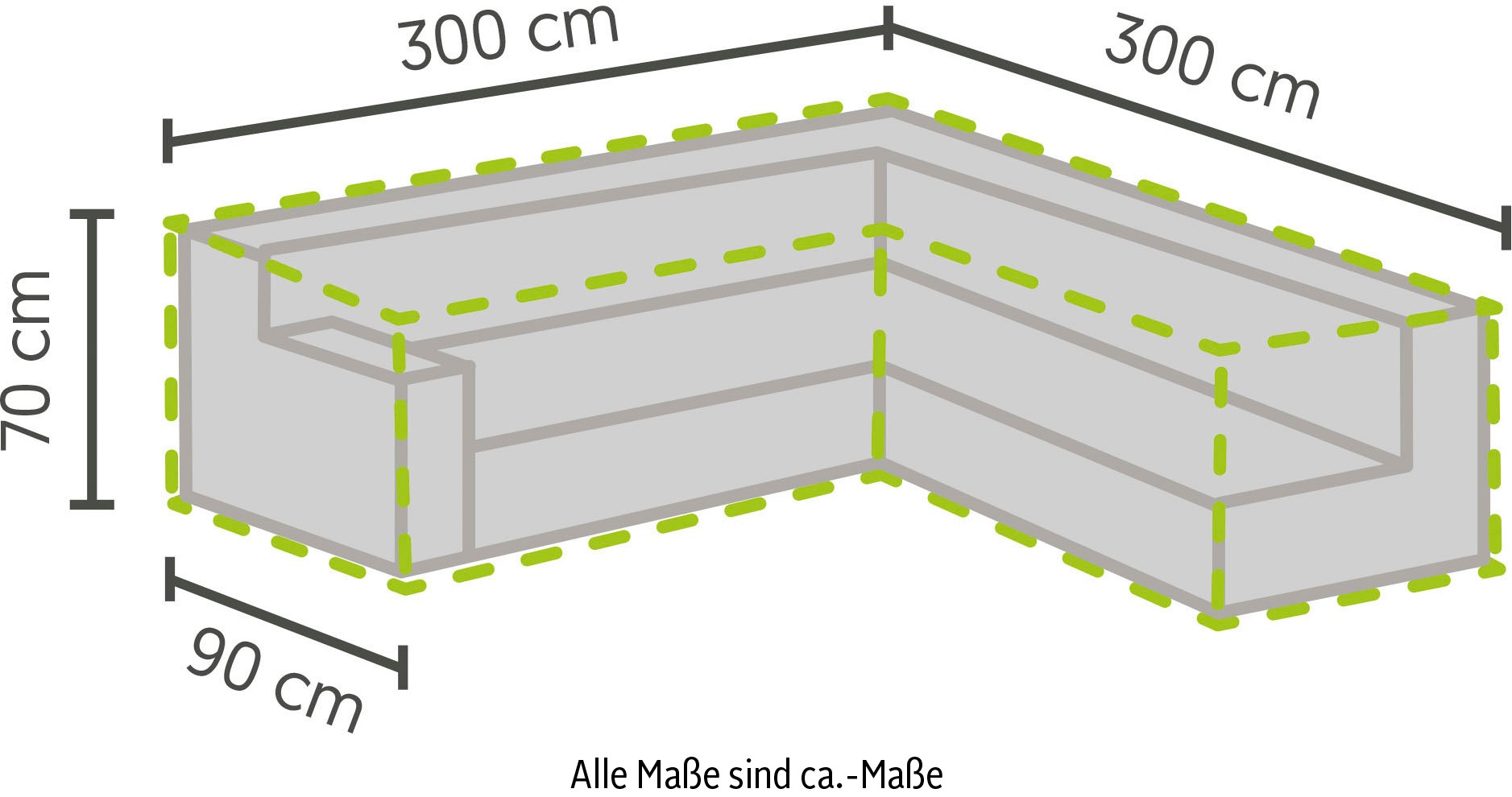 Best Gartenmöbel-Schutzhülle, für Lounge-Sets L-Form 300/90x300/90x70 cm