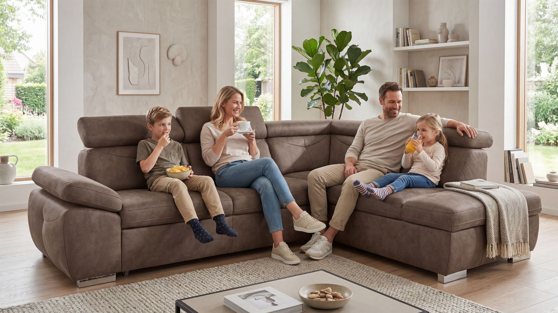 exxpo - sofa fashion Ecksofa "Spring, super bequem, mit Armteil- und Kopfteilfunktion" aus Luxus-Microfaser +Simply Clean - für besonders einfache Reinigung