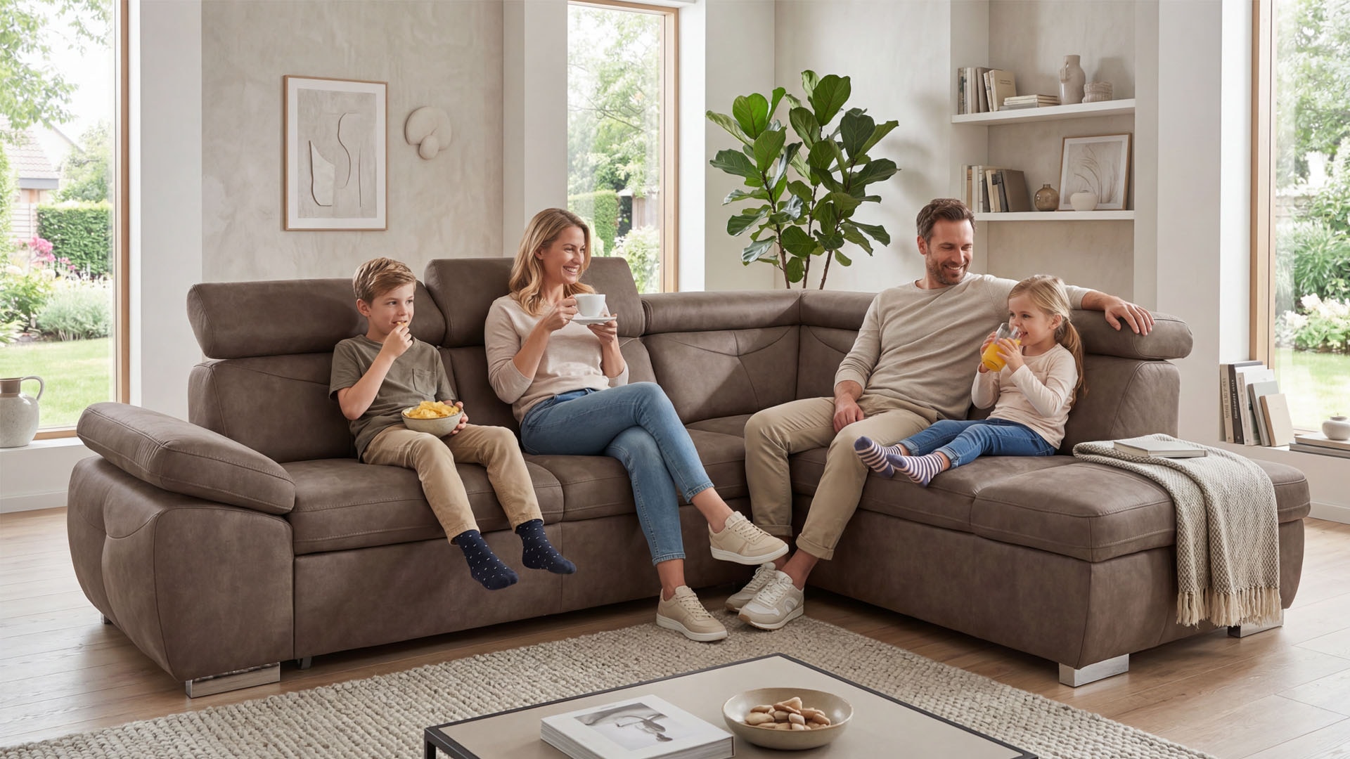 exxpo - sofa fashion Ecksofa "Spring, super bequem, mit Armteil- und Kopfteilfunktion" mit Bettfunktion & Bettkasten, Luxus-Microfaser +Simply Clean