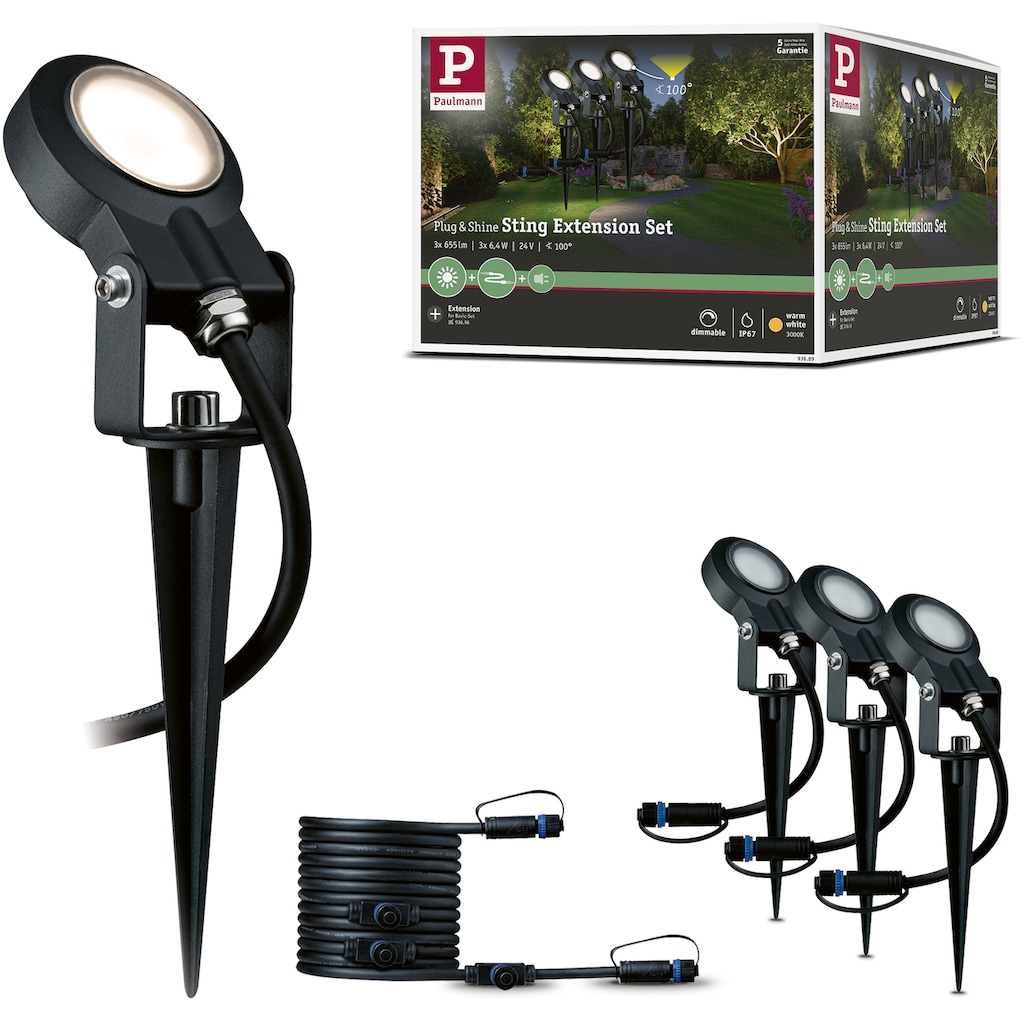 Paulmann LED Gartenstrahler »Plug & Shine«, 3 flammig-flammig