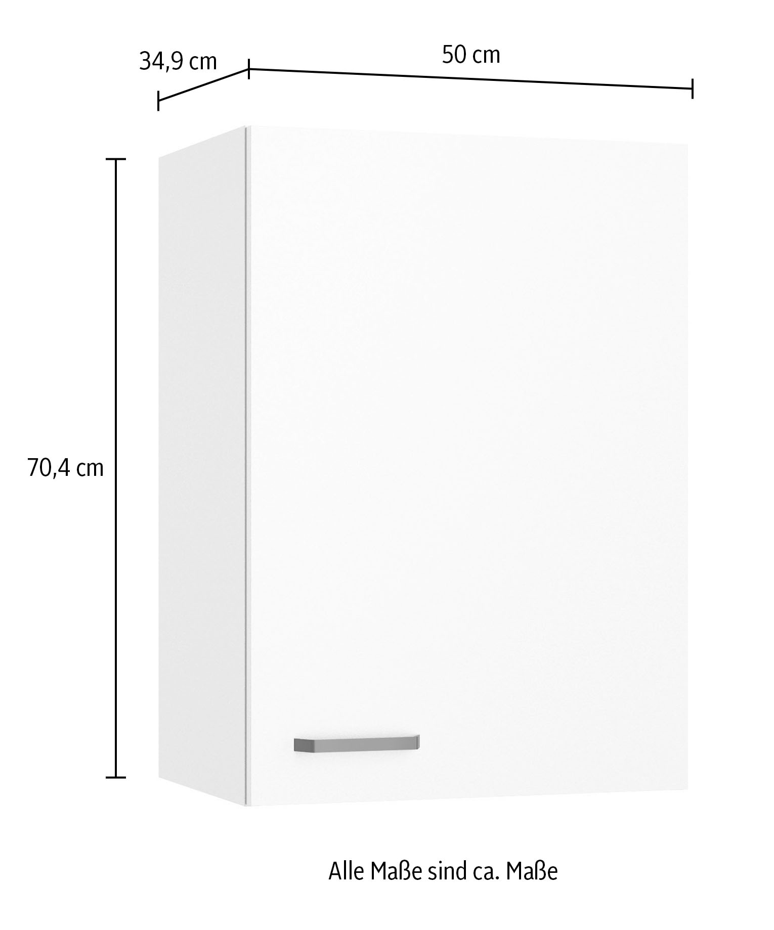 KOCHSTATION Hängeschrank »KS-Paula« 50 cm breit, 70 cm hoch, mit 1 Tür, 2 Einlegeböden
