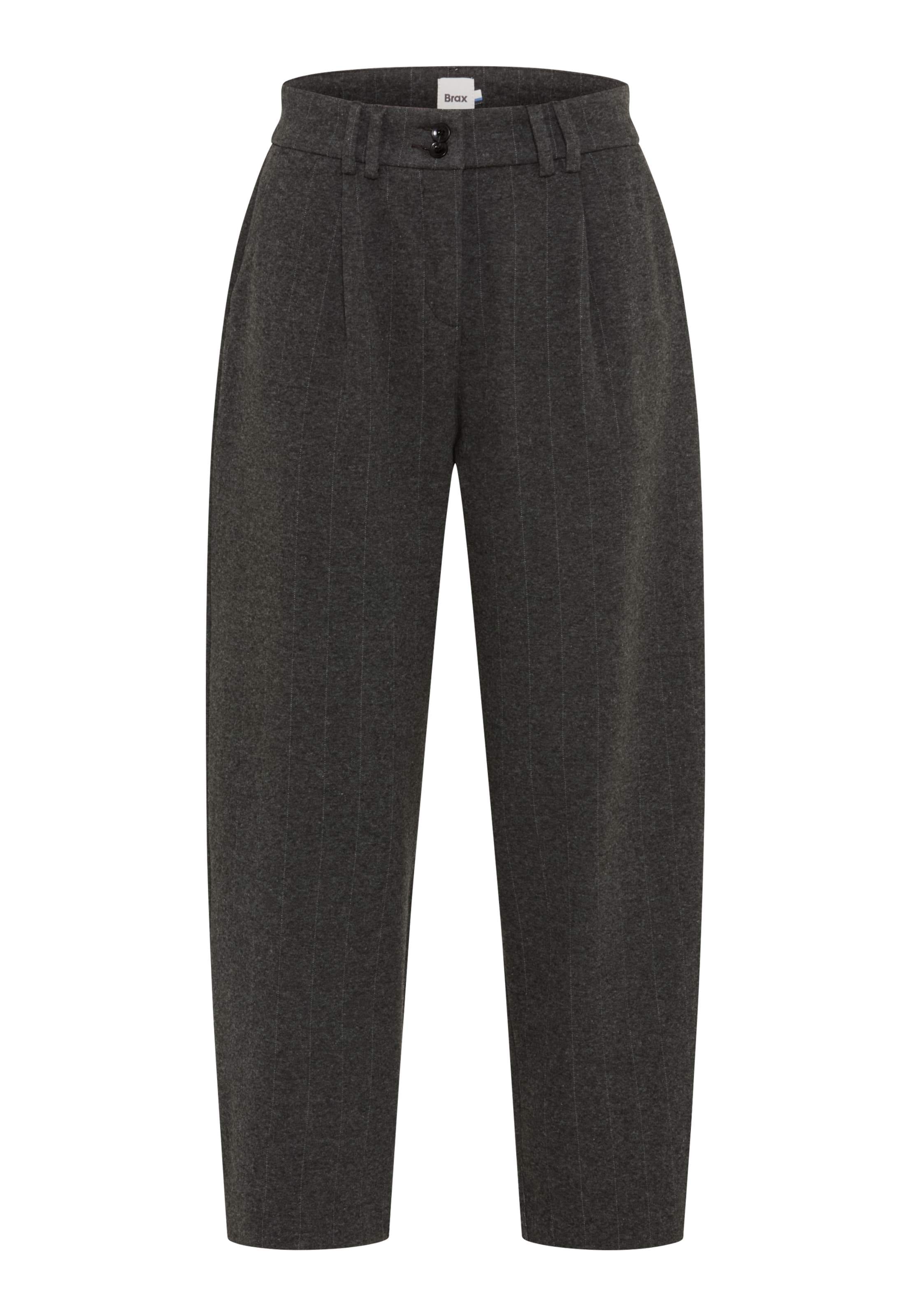 Brax 5-Pocket-Hose »Style MEGAN S«  Wool Look Stripe: Bundfaltenhose im Barrel Fit