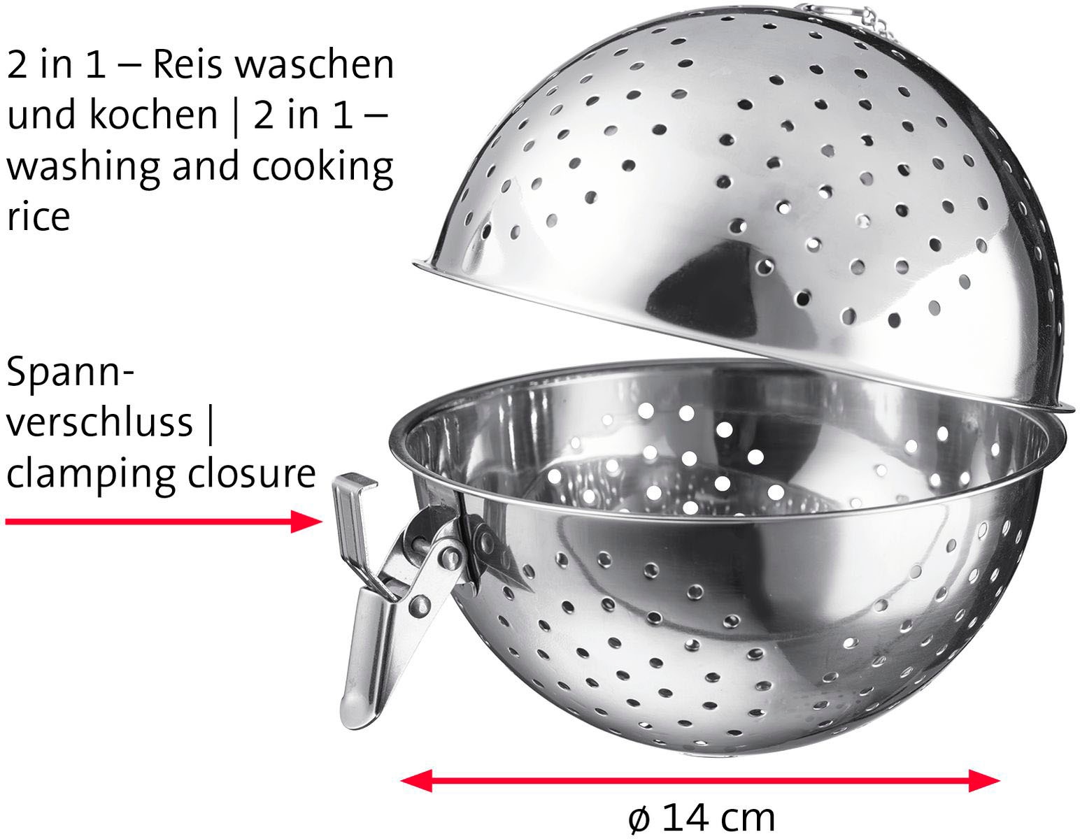 WESTMARK Reiskocher »Reiskugel«, 1 Liter, ca. 4 Portionen, Edelstahl