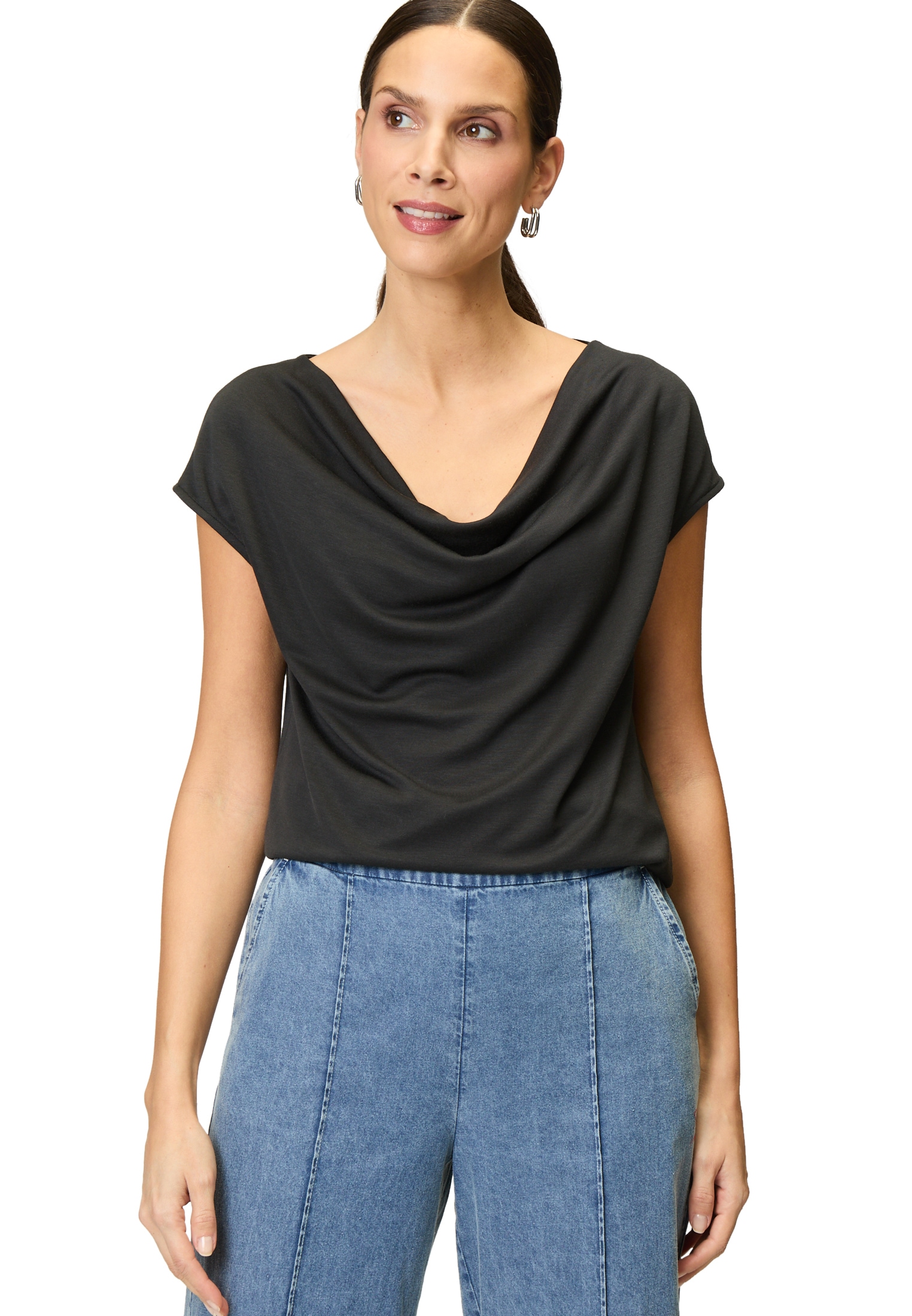 Zero T-Shirt "zero Damen Jerseyshirt mit Wasserfallausschnitt", (1 tlg.), d günstig online kaufen