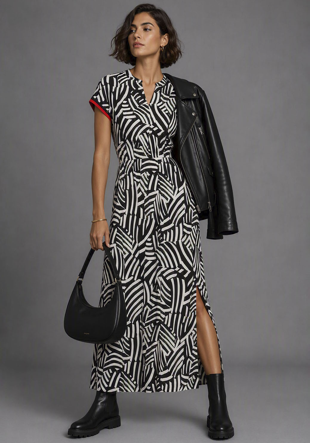 Laura Scott Midikleid "aus weicher Stretchware" abstraktes Design, mit Kontrastfarbenen Details