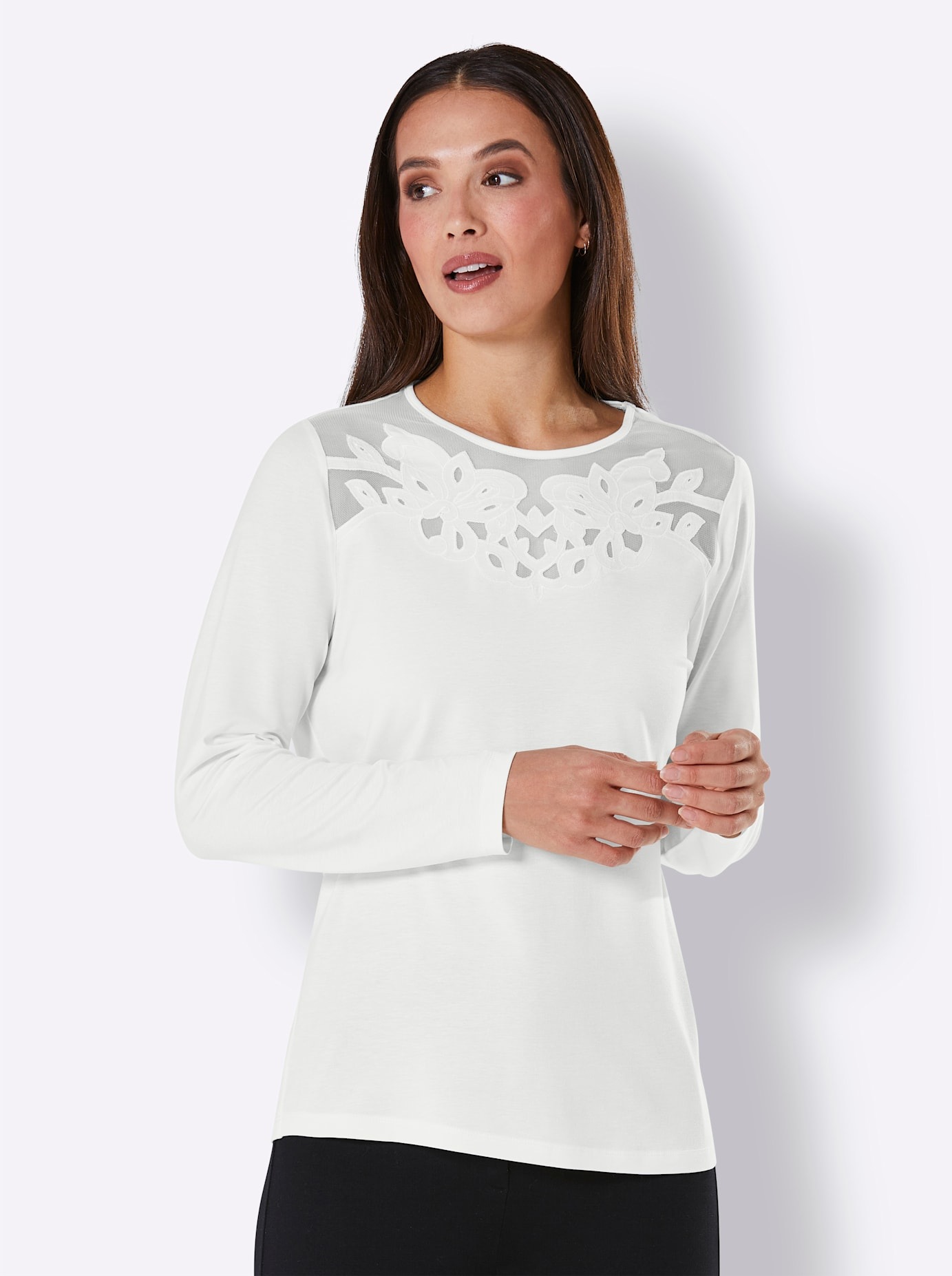 CREATION L PREMIUM Langarmshirt "Lyocell-Shirt" 1 Stk. tlg. günstig online kaufen