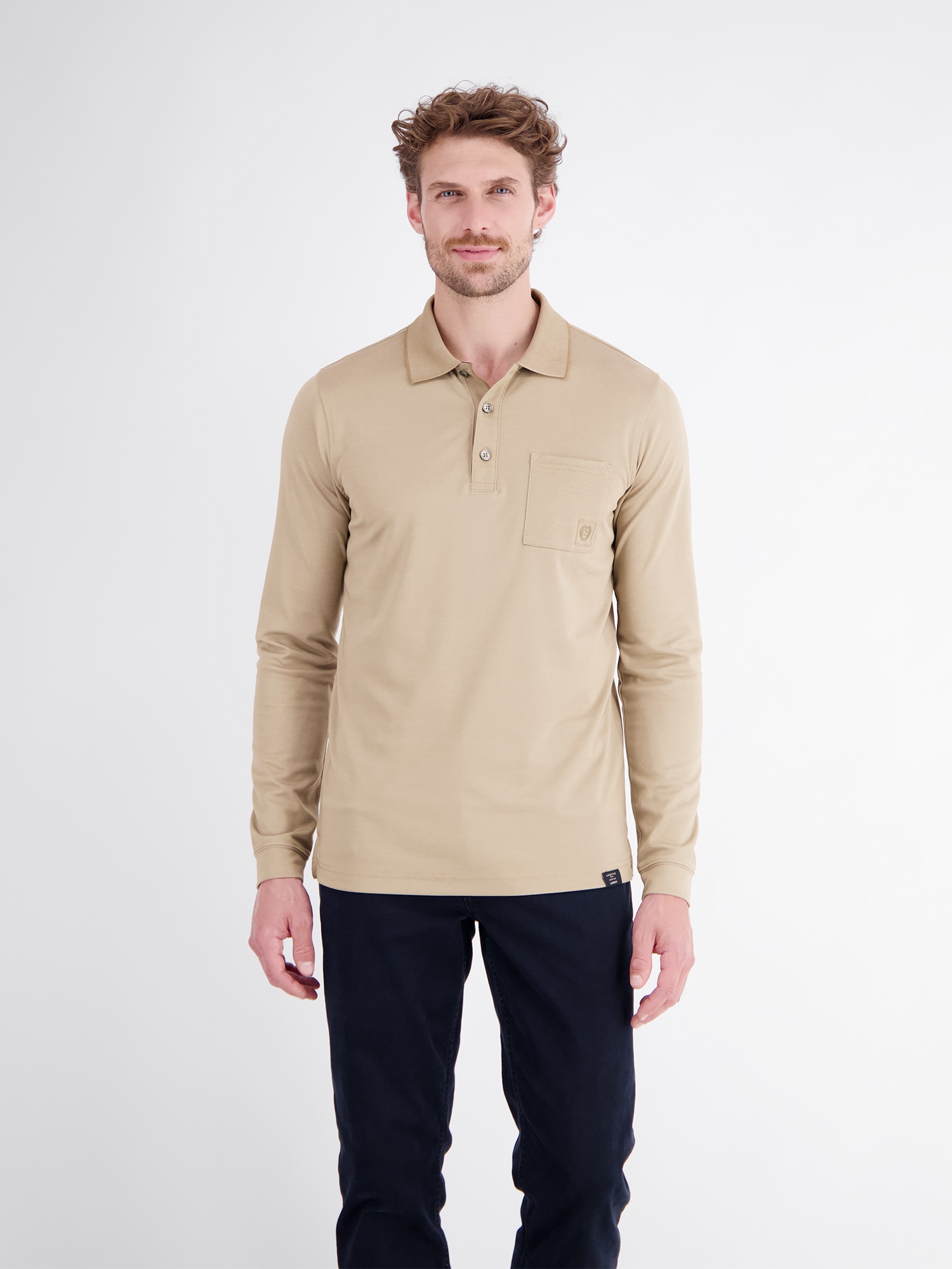 LERROS Langarm-Poloshirt "Legeres Langarm-Polo aus Mischgewebe mit Brusttasche"