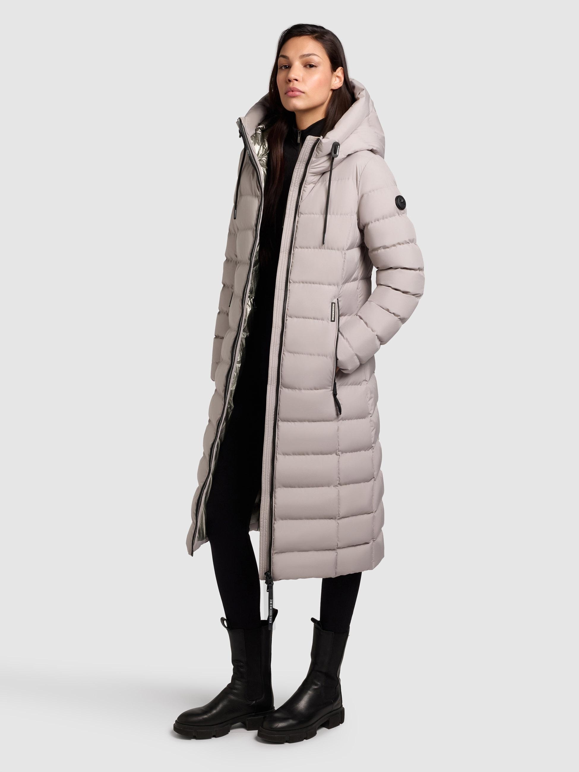 Wintermantel KHUJO "Simmie-YM", Damen, Gr. L (40), grau, Obermaterial: 100% Polyester; Innenfutter: 100% Nylon; Wattierung: 100% Polyester, tailliert kniebedeckend, hoch geschlossener Ausschnitt, Ärmel ohne Ärmelschlitz elastischer Bund mit Gummizug, Mänt 3