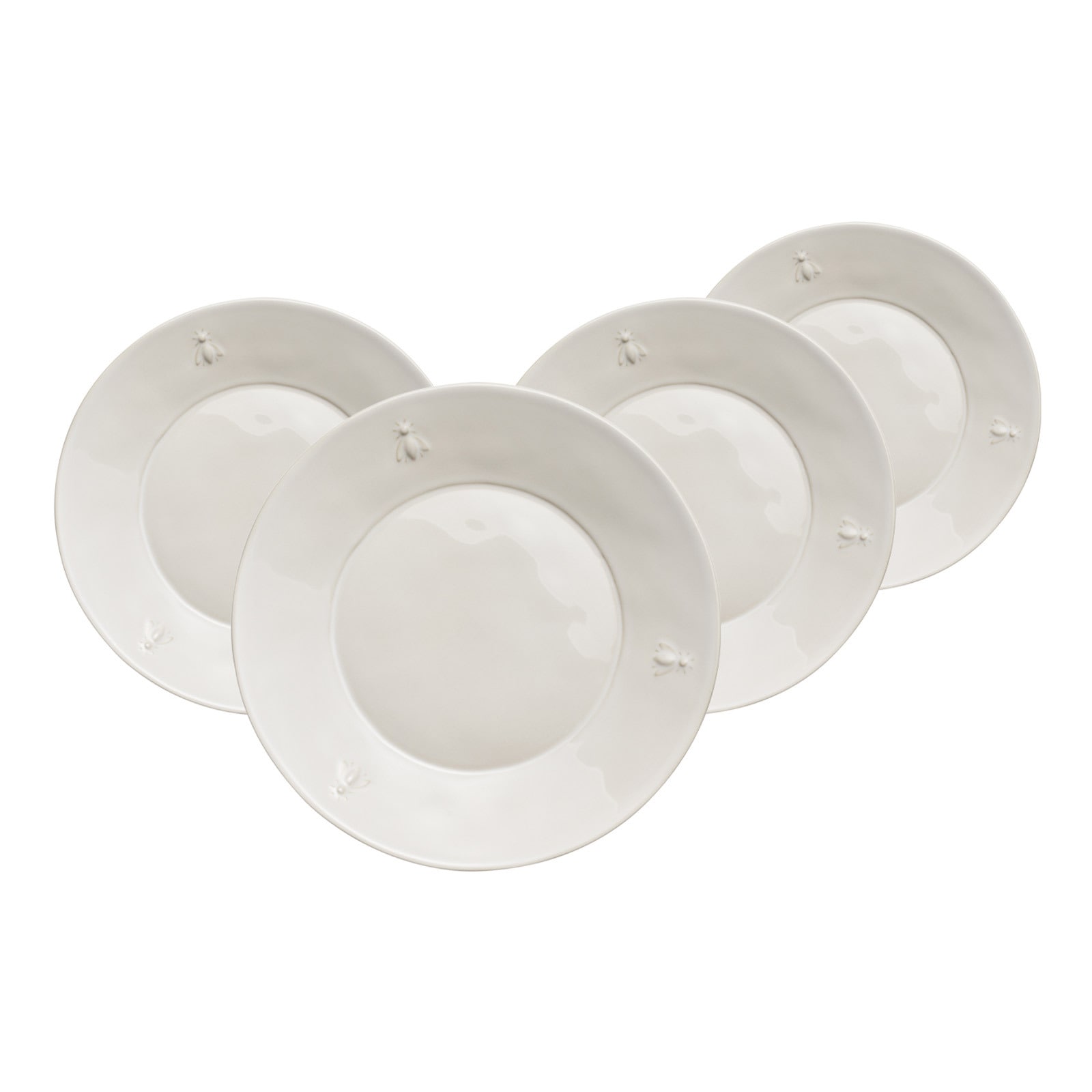 La Rochère France Frühstücksteller "Dessertteller Biene ø 21 cm 4er Set natur" Spülmaschinengeeignet, Mikrowellengeeignet