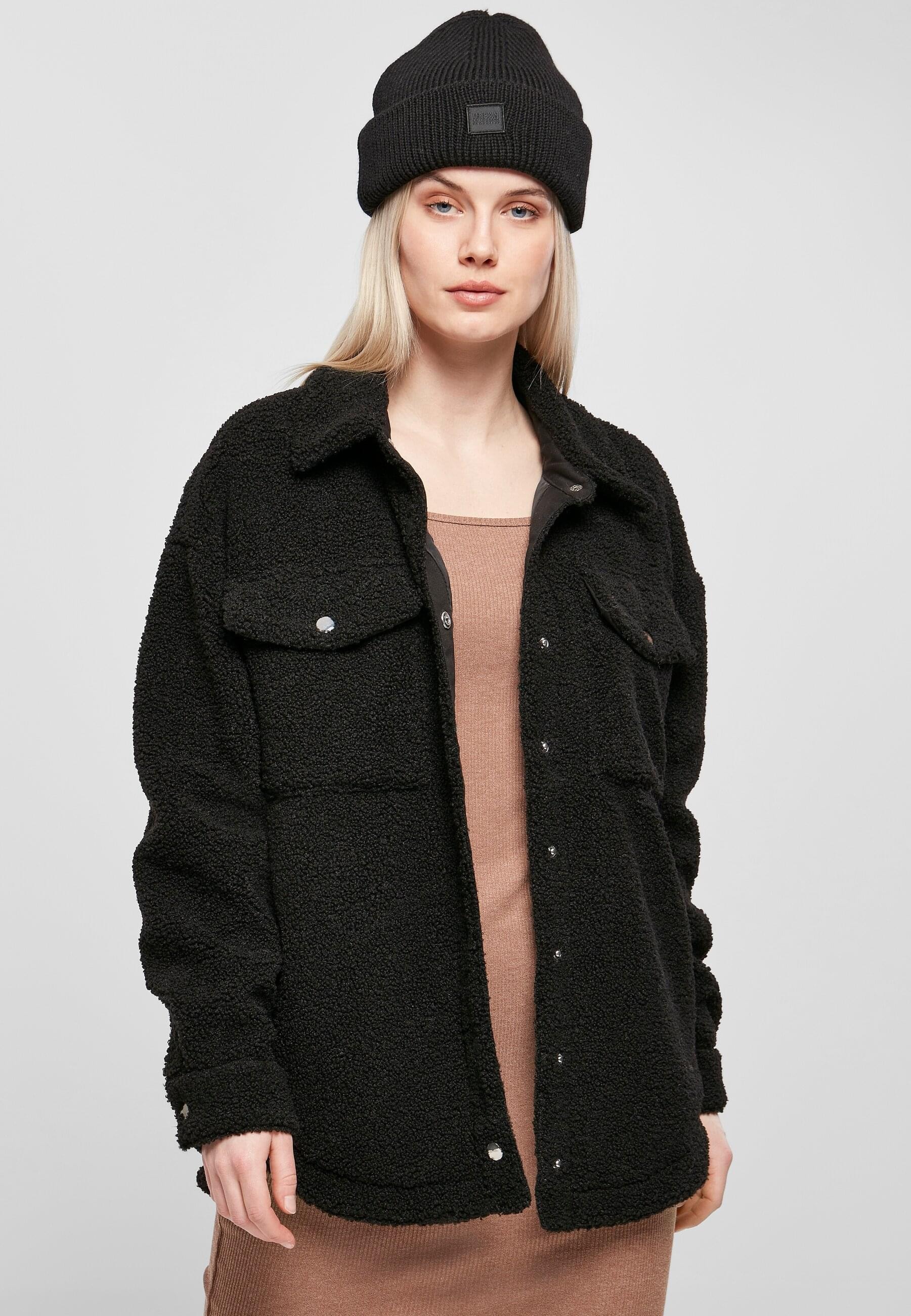 URBAN CLASSICS Langarmhemd »Urban Classics Damen Ladies Sherpa Overshirt«, (1 tlg.)