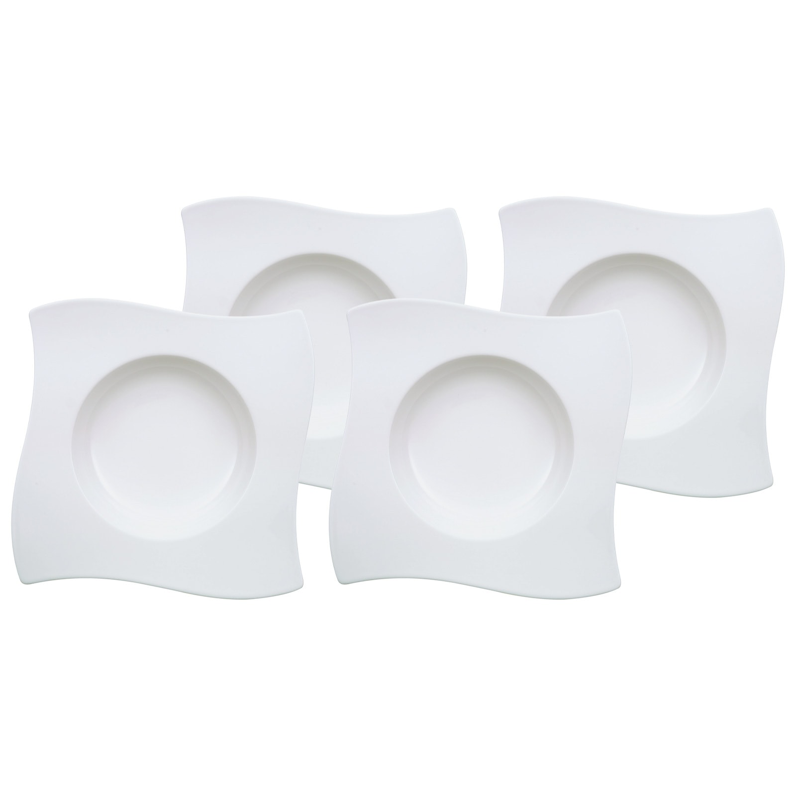 Suppenteller VILLEROY & BOCH "Suppenteller NewWave ø 24 cm 4er Set weiß", weiß, Speiseteller
