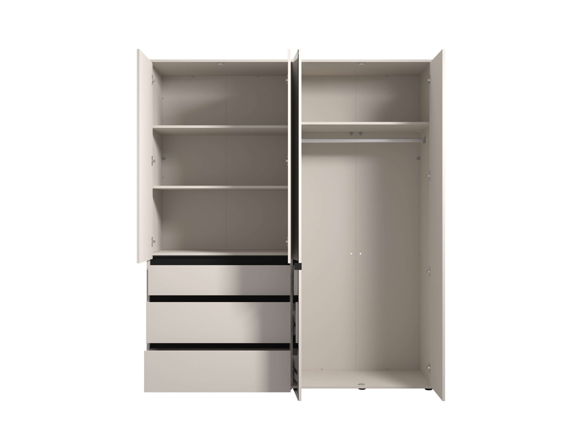 INOSIGN Kleiderschrank »Corbett, grifflose Optik, FSC-zertifziert, Made in Europe«, (138 oder 182,5cm breit, 211cm hoch und 54,5cm tief), mit Spiegel, 3 Schubladen und Innenausstattung