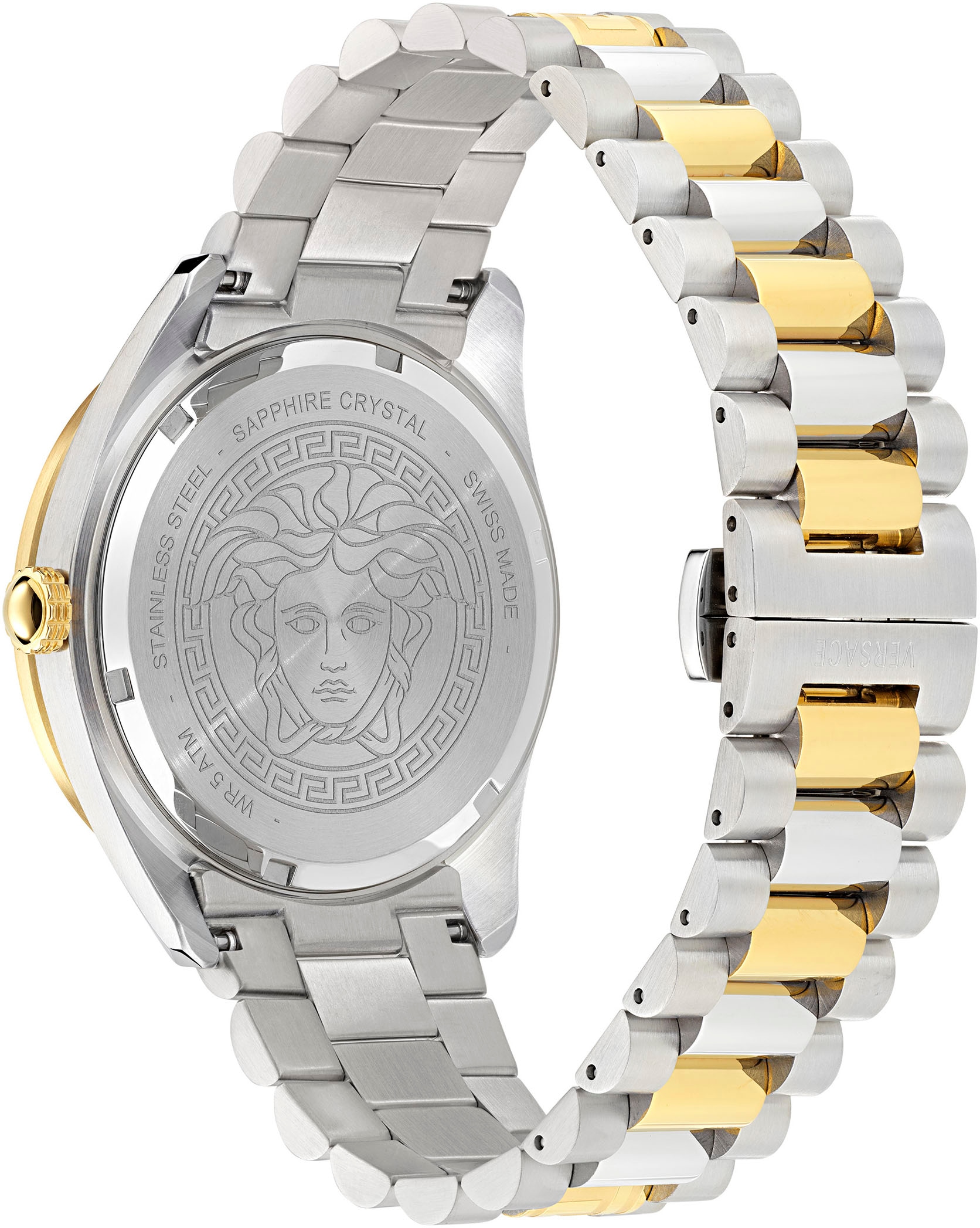 Versace Quarzuhr »V-DOME«, Armbanduhr, Herrenuhr, Swiss Made, Leuchtindizes (Zifferblatt), Datum