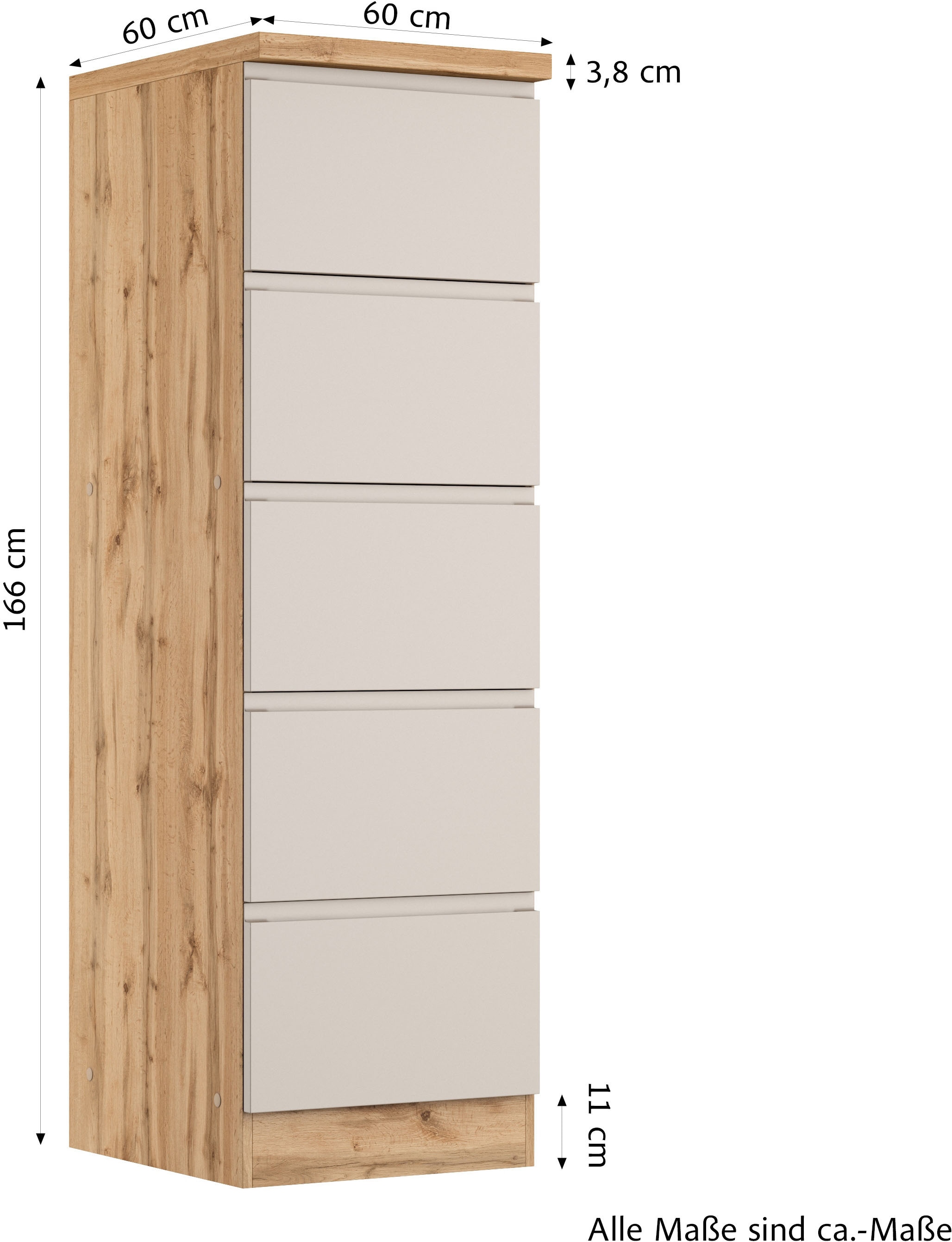 KOCHSTATION Vorratsschrank »KS-Virginia,neu in verbesserter Ausführung« Stauraum, Softclose, mit CPL-Arbeitsplatte,  Breite 60 cm, 5 Auszüge, Soft-Close-Funktion