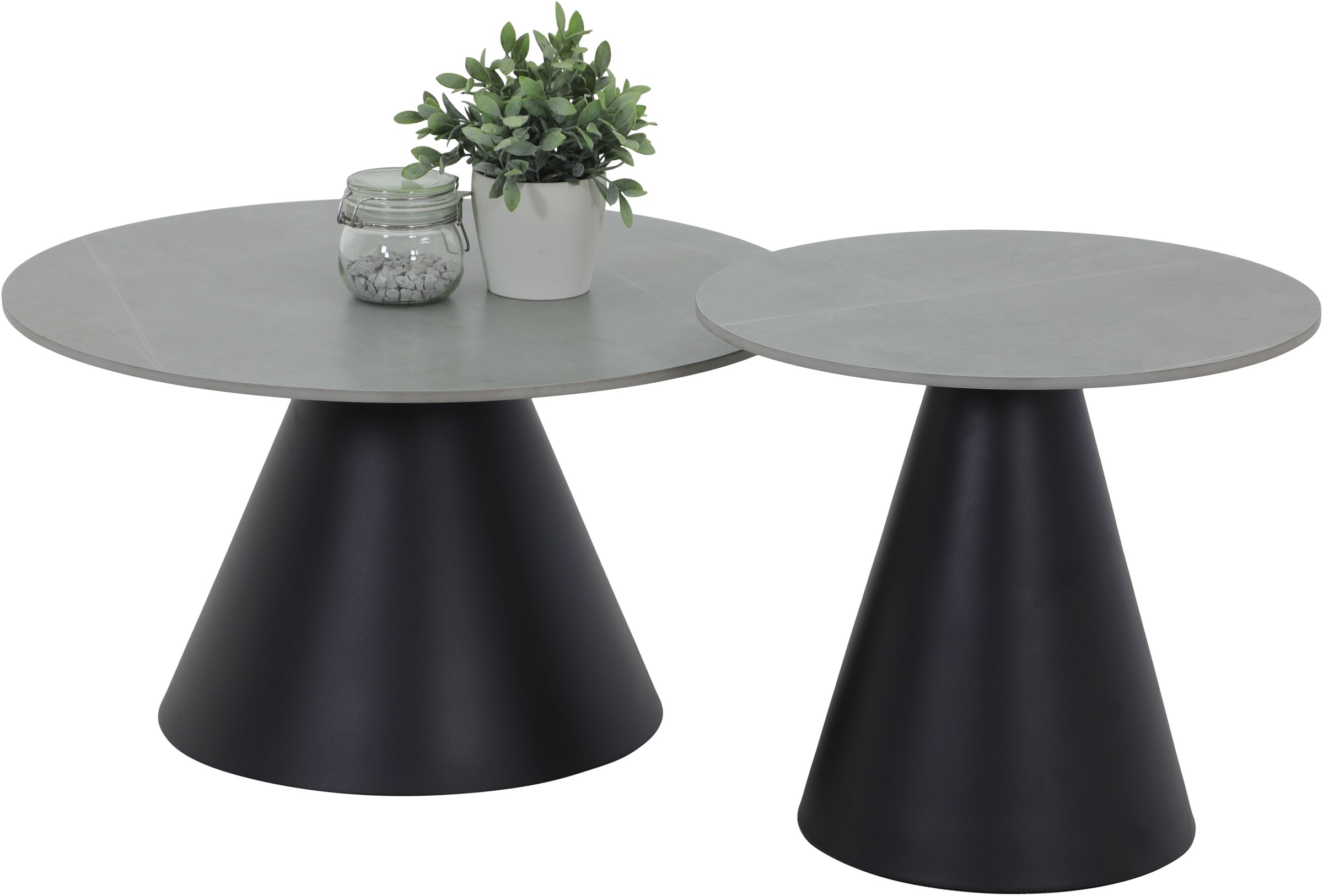 Thumbnail - HELA Couchtisch "DUSTIN" Set, 2 Stk. tlg. 2er Set Couchtisch; rund; Sintered Stone; Gestell kegelförmig