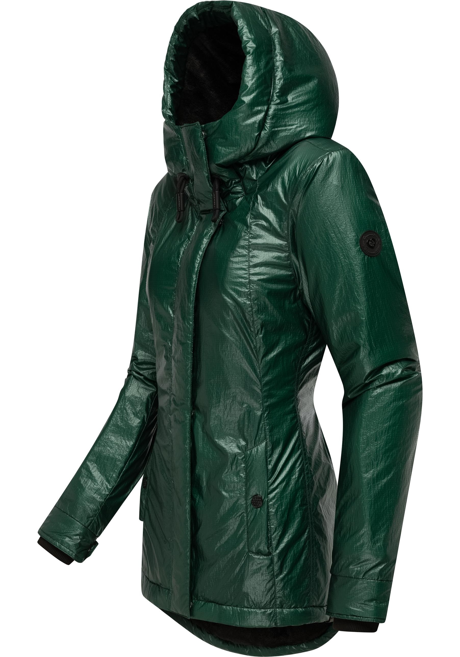 Winterjacke RAGWEAR "Monadde Bling", Damen, Gr. S (36), grün, Obermaterial: 100% Nylon; Innenfutter: 100% Polyester; Wattierung: 100% Polyester, figurbetont Po-bedeckend, hoch geschlossener Ausschnitt, verstellbar Rippstrickbündchen mit Druckknopf, Jacken 2