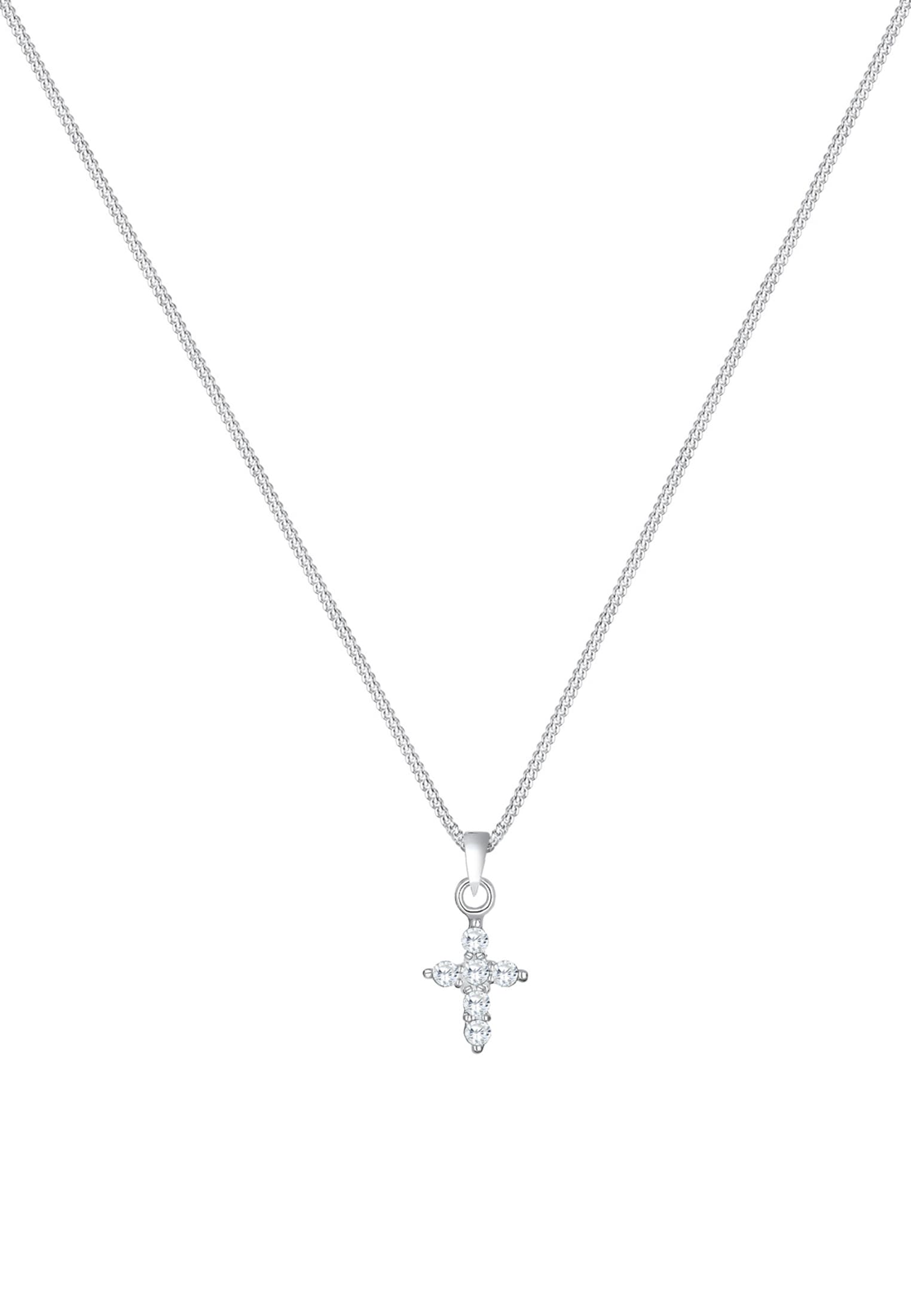 Elli Collierkettchen »Kreuz Zirkonia Weiß 925 Sterling Silber«
