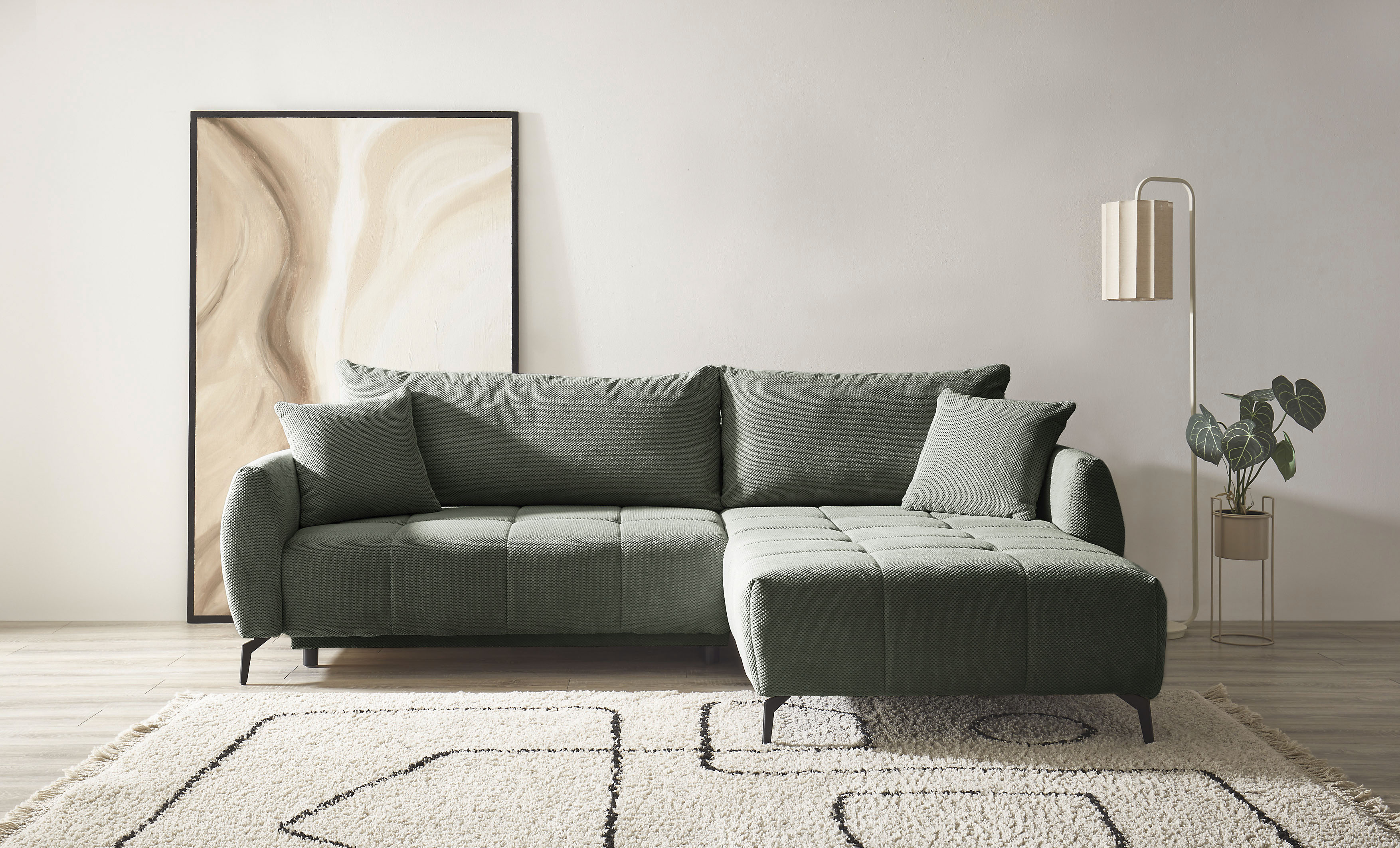 OTTO home Ecksofa "JINNIE Webstoff, L-Form, Polsterecke m. Schlaffunktion" Recamiere links/rechts montierbar, als Webstoff oder Chenille-Stoff
