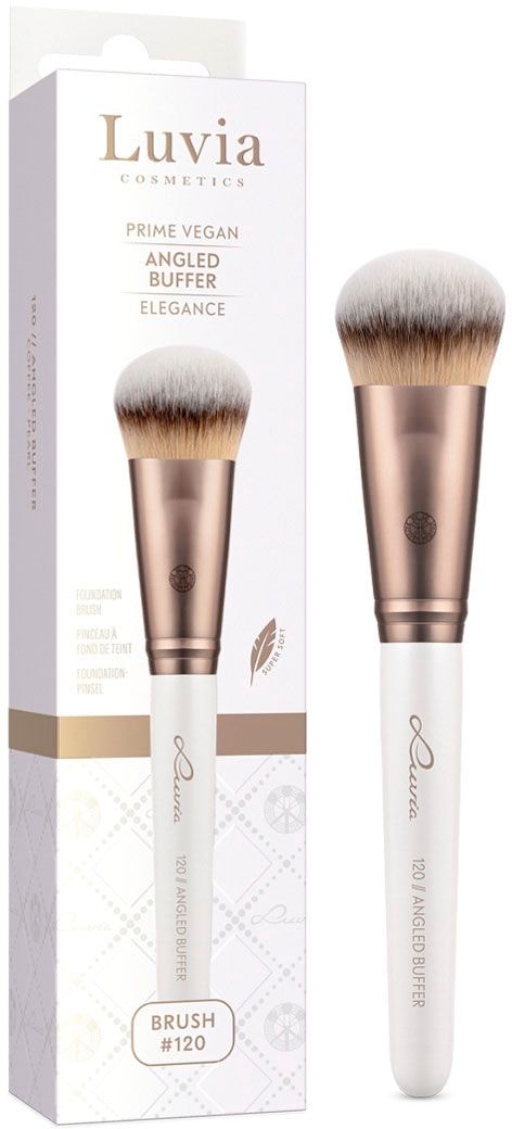 LUVIA COSMETICS Damen Foundationpinsel "ANGLED BUFFER", braun, Kosmetikpinsel, abgeschrägte Form, präzise, Nurai-Pinselhaar, natürliches Finish.