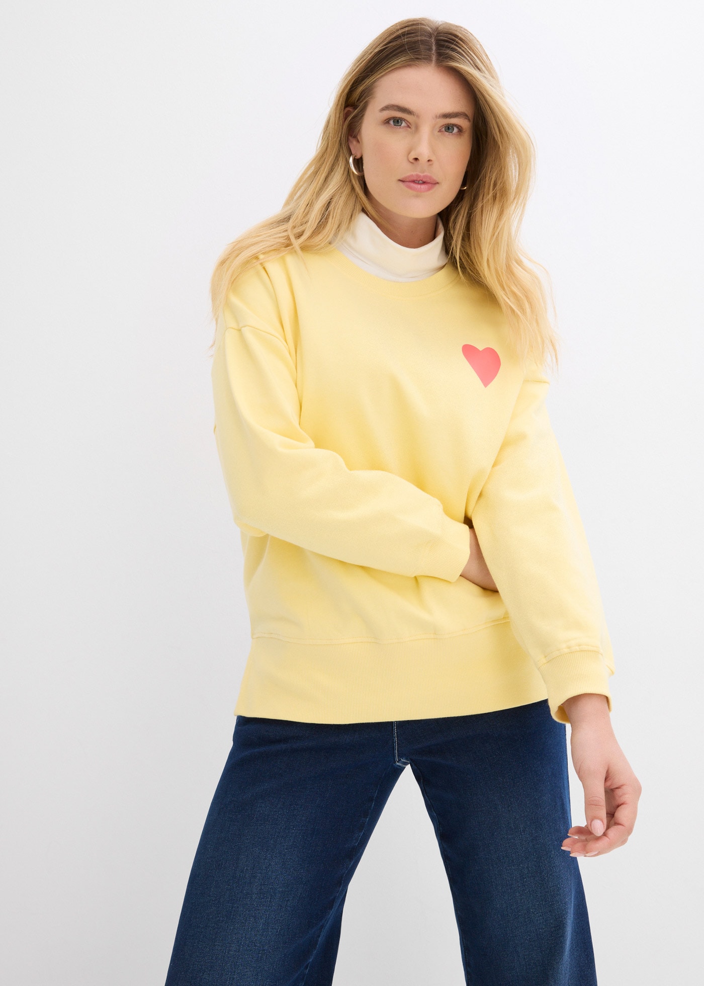 bonprix Sweatshirt, lässiger Schnitt, überschnittene Schulter, Oversize-Pas günstig online kaufen