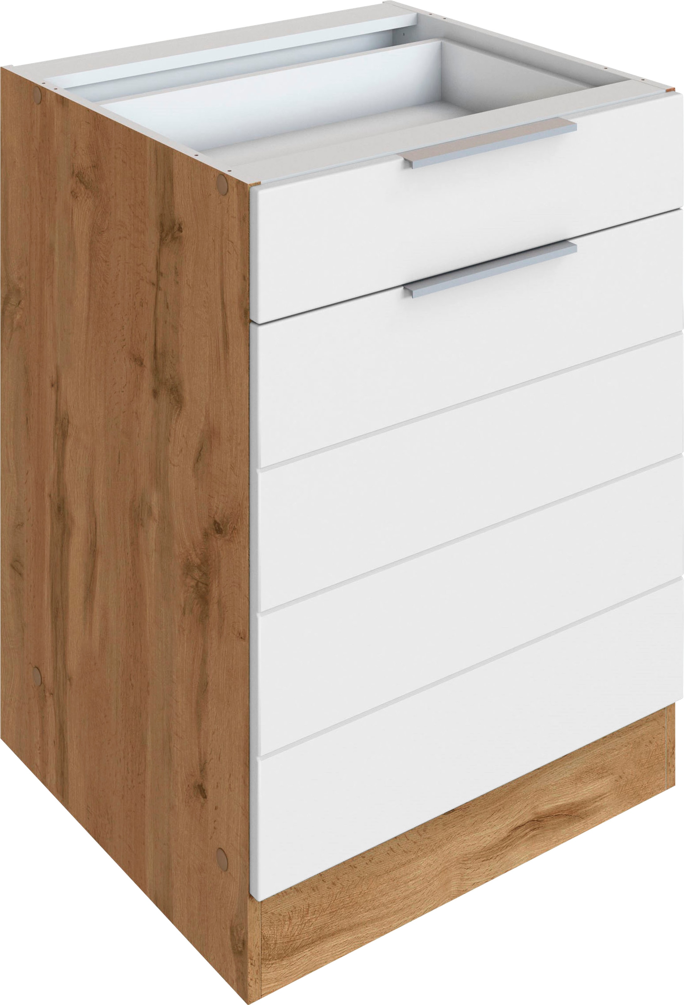 KOCHSTATION Unterschrank "KS-Luhe", 60 cm breit, hochwertige MDF-Fronten mit waagerechter Lisene