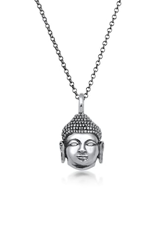 Lange Kette »Herren Anhänger Buddha Kopf Oxidiert 925 Silber«