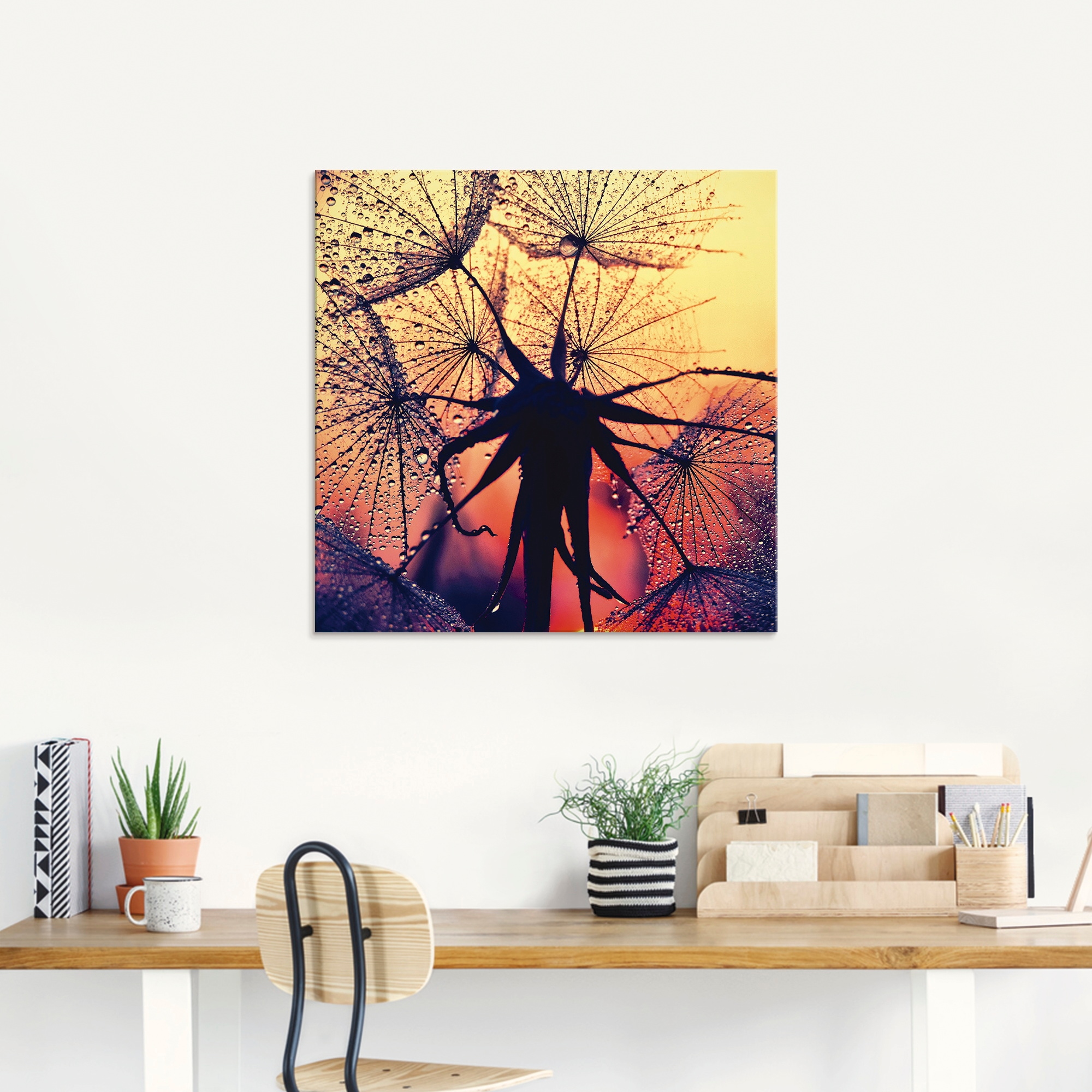 Artland Glasbild »Pusteblume im Sonnenuntergang«, Blumen, (1 St.), in verschiedenen Größen