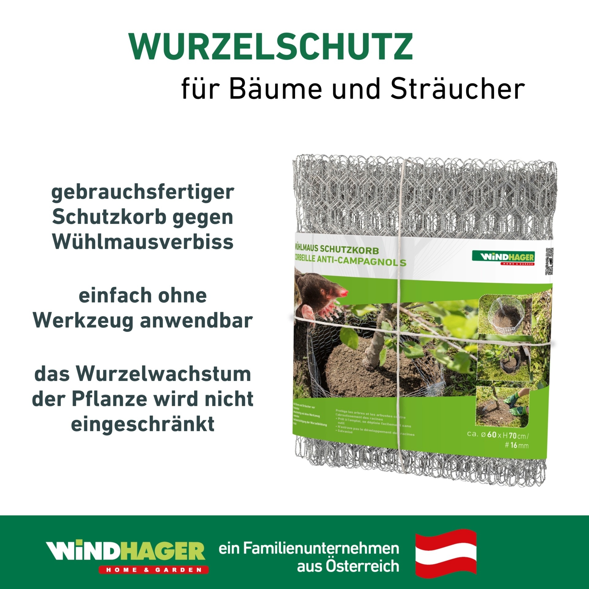 Windhager Mäusegitter »Wühlmaus Schutzkorb gegen Wurzelverbiss durch Wühlmäuse« Ø 35 cm, Höhe 40 cm, oder Ø 60 cm, Höhe 70 cm, verzinkt