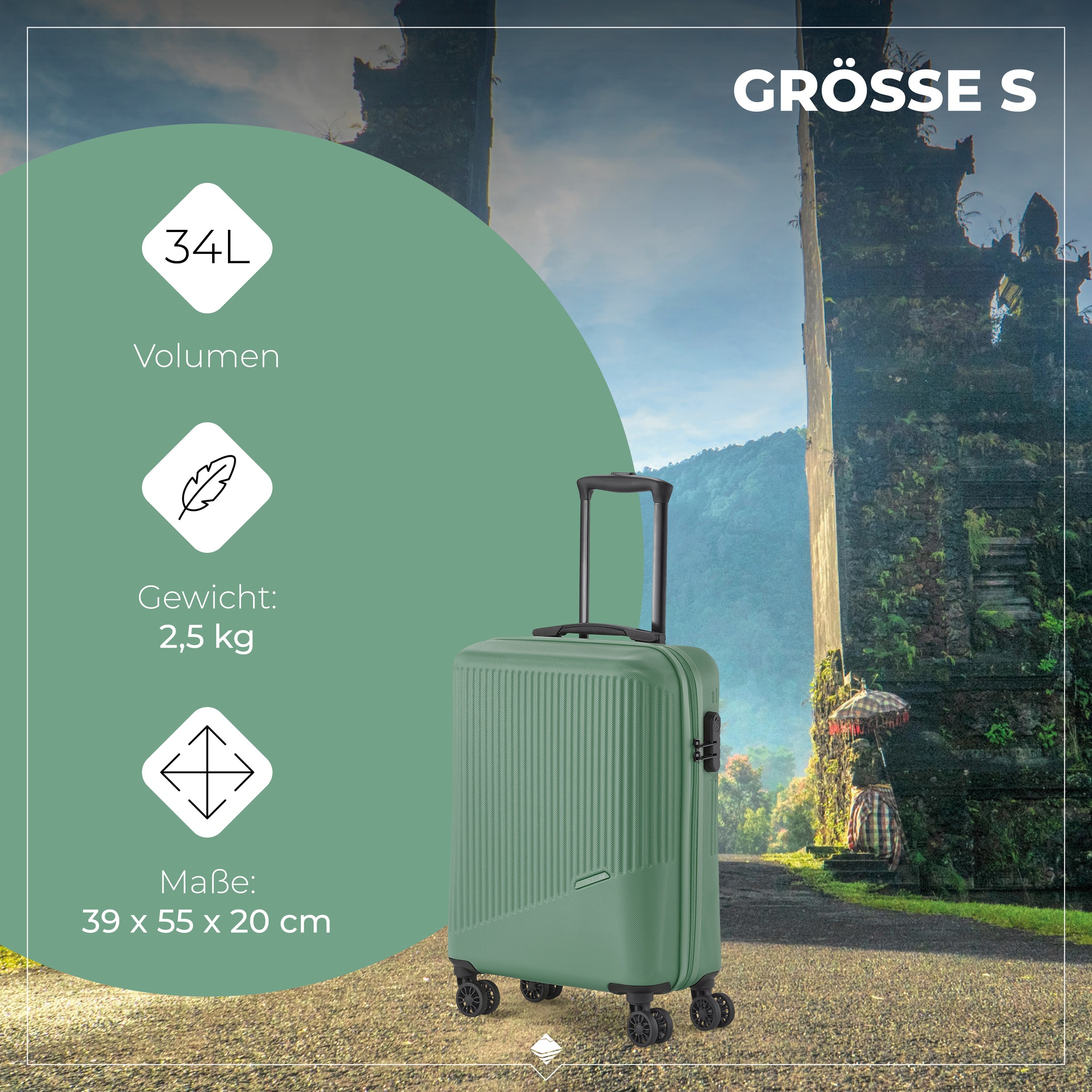 travelite Trolleyset »BALI 4w L/M/S«, (Set, 3 tlg., Hartschalen Trolley Set), Kofferset Reisegepäck Reisekoffer Hartschallenkoffer TSA Schloss