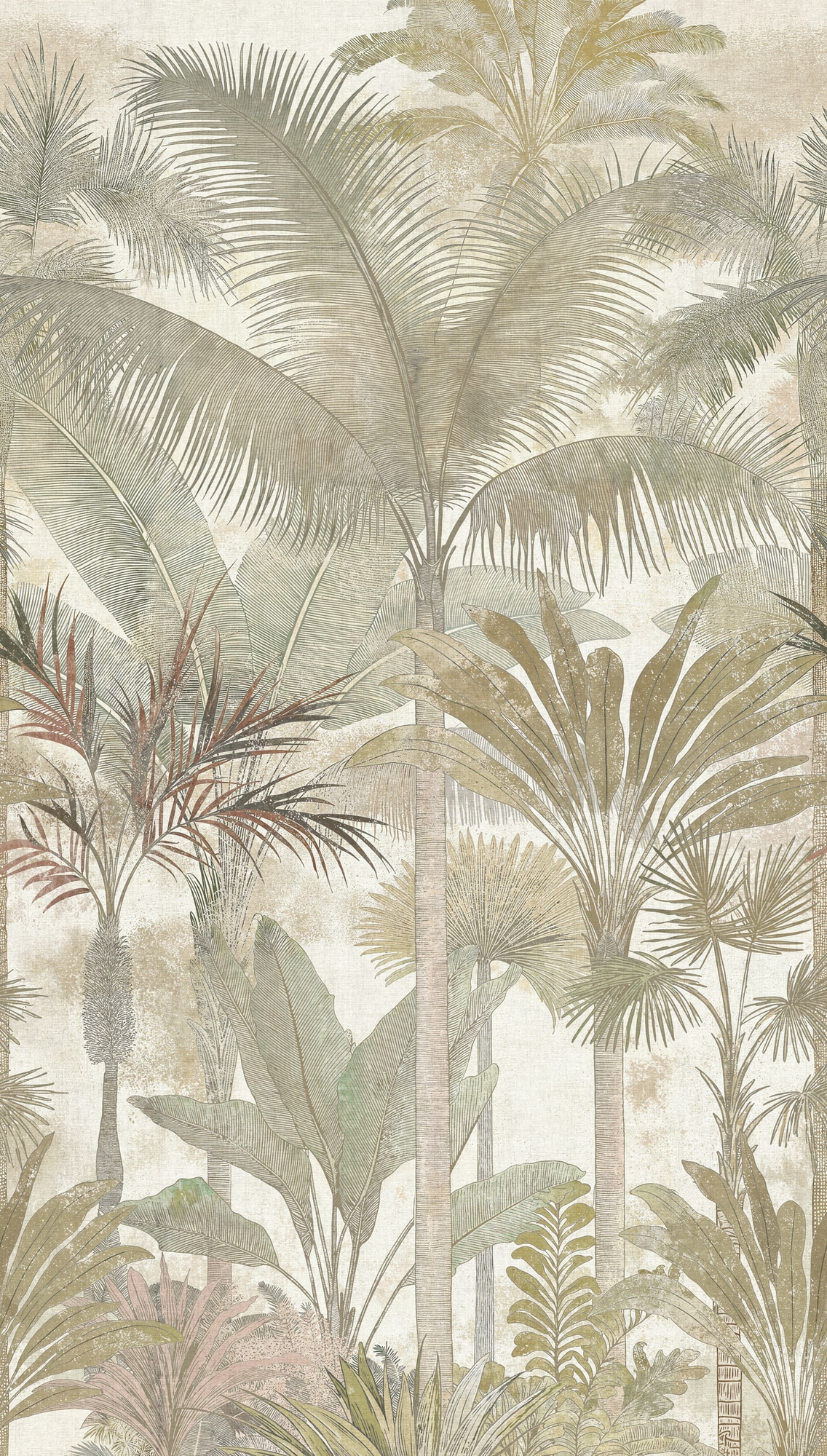 A.S. Création Vliestapete »Cuba II Endless Tropical Palms Fototapete« Retro | floral | tropisch leicht strukturiert Dichte Dschungel-Optik mit exotischen Blättern und Palmen
