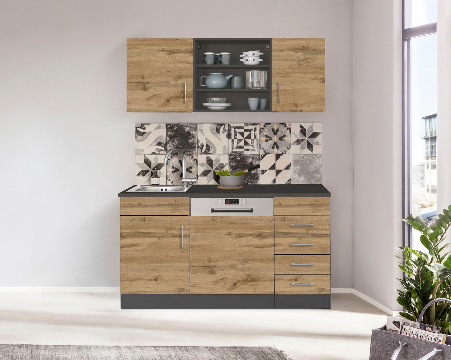 HELD MÖBEL Pantryküche "Mali", Breite 150 cm, mit E-Geräten günstig online kaufen