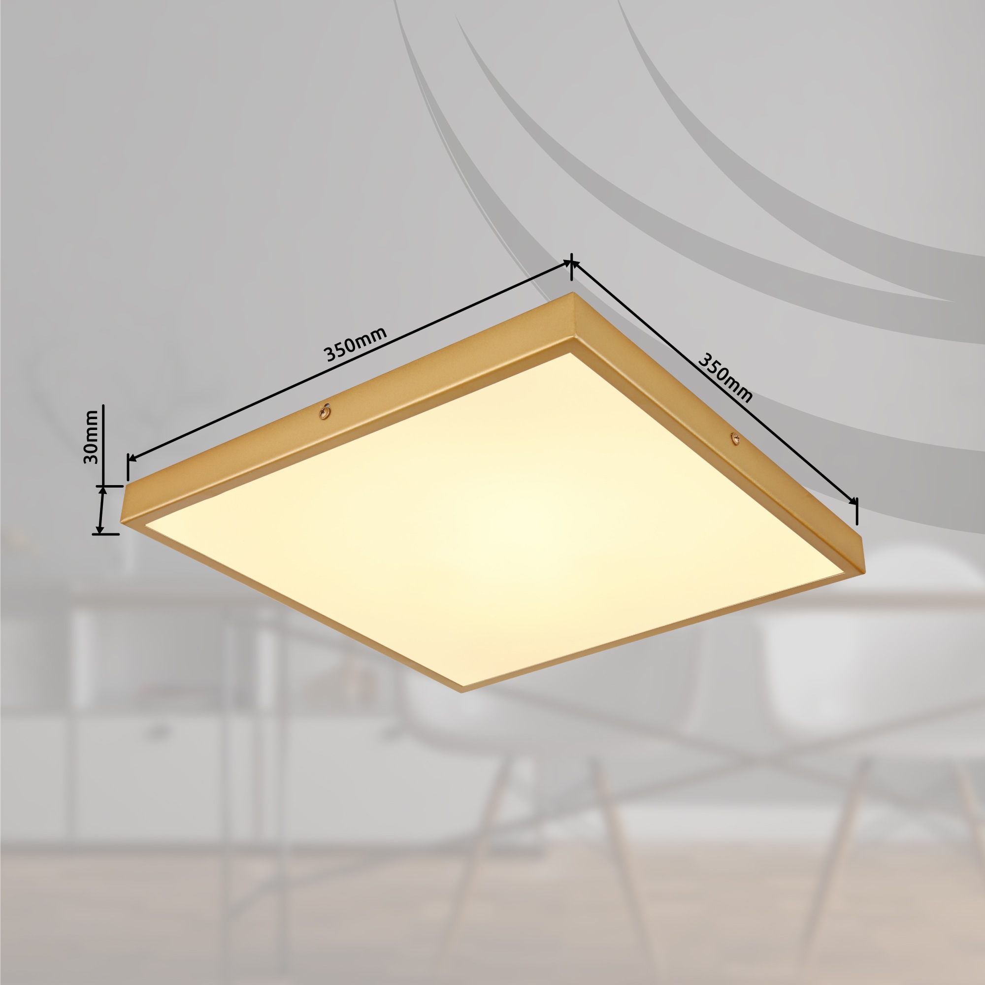 GLOBO LIGHTING LED Deckenleuchte »TIBEY«, Leuchtmittel LED-Modul | LED fest integriert, Deckenlampe / Wohnbereich / Arbeitszimmer / messingfarben/ quadratisch