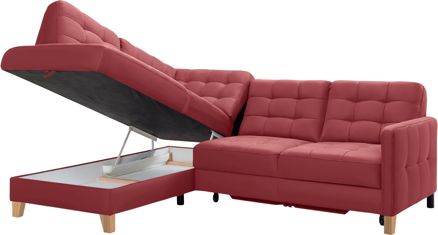 exxpo - sofa fashion Ecksofa »Elio, kompakt und komfortabel, bequem, zeitloses Design, L-Form«, wahlweise mit Bettfunktion und Bettkasten