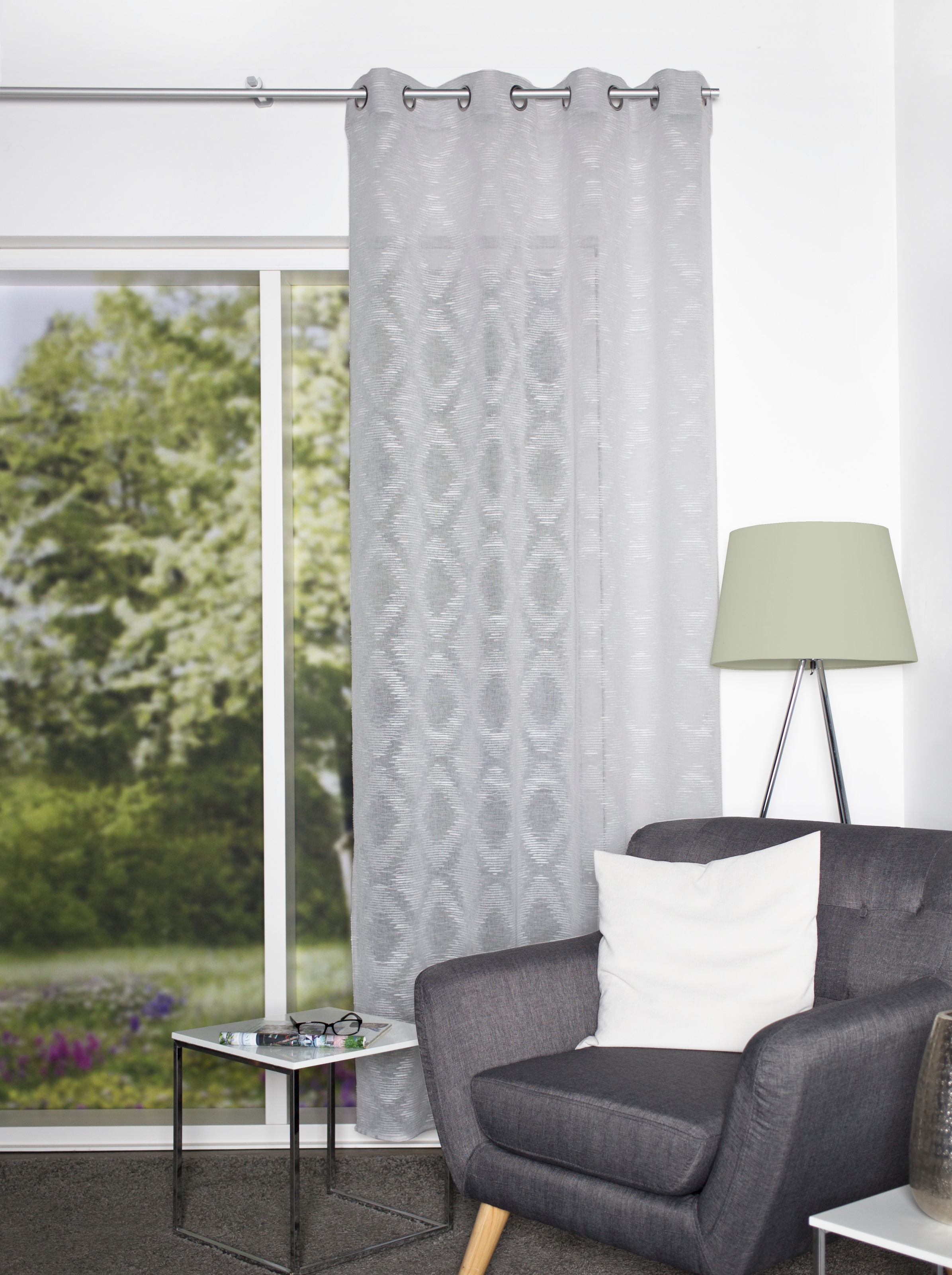 HOME WOHNIDEEN "FAJOLLE" Ösen 1 Stk. tlg. Ösenschal Leinenoptik Scherlimusterung