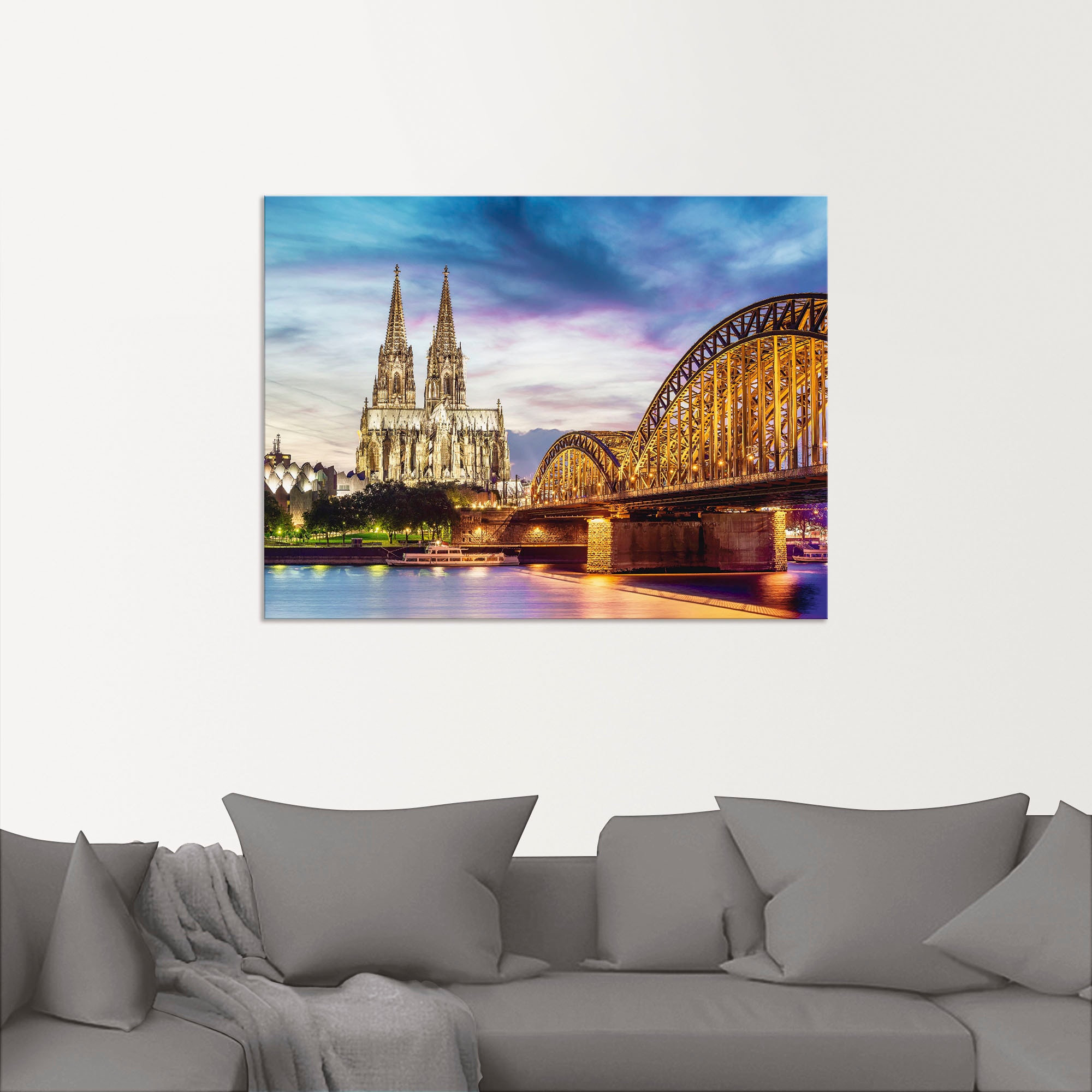 Artland Wandbild »Dom und Brücke in Köln«, Deutschland, (1 St.), als Leinwandbild, Poster in verschied. Größen
