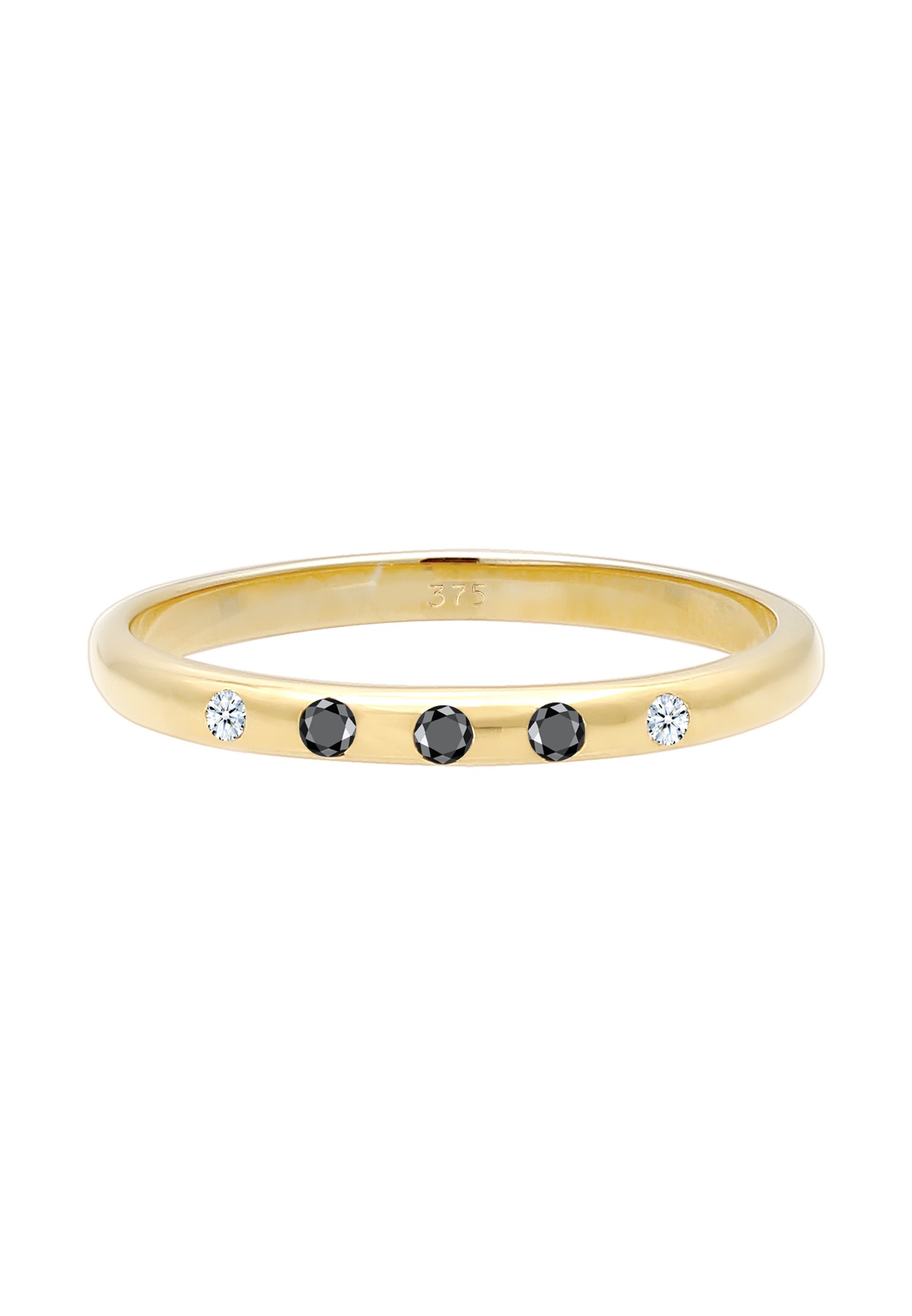 Elli DIAMONDS Verlobungsring »Bandring Weiß Schwarz Diamant (0.075 ct) 375 Gold«