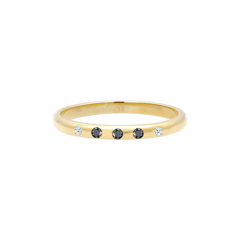 Elli DIAMONDS Verlobungsring »Bandring Weiß Schwarz Diamant (0.075 ct) 375 Gold«