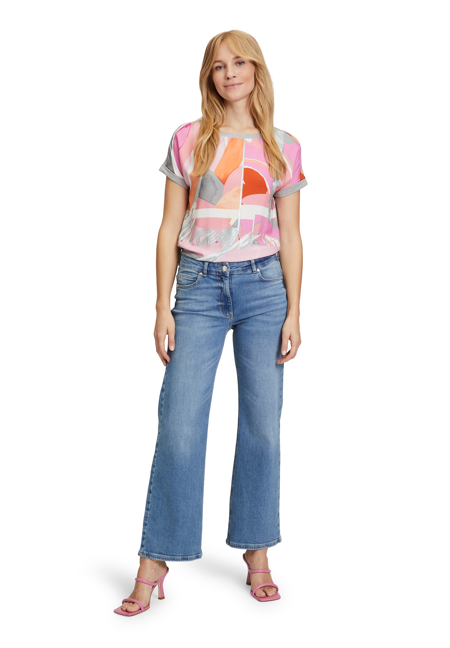Betty Barclay Kurzarmshirt »Betty Barclay Damen Blusenshirt mit Aufdruck«, (1 tlg.), Materialmix