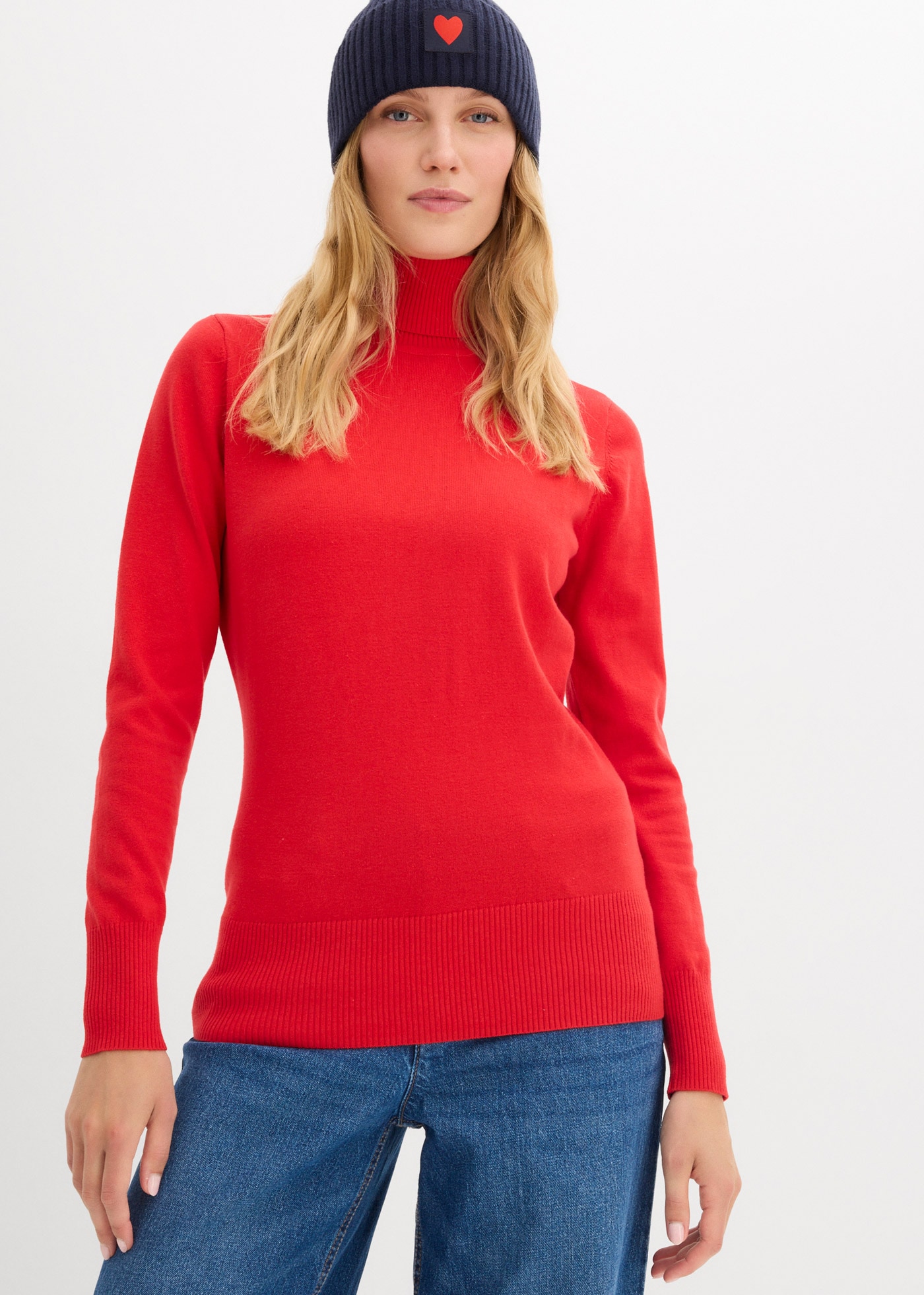 bonprix "Feinstrick-Rollkragenpullover" aus Baumwollmischung, mit hohem Rollkragen, schmale Passform