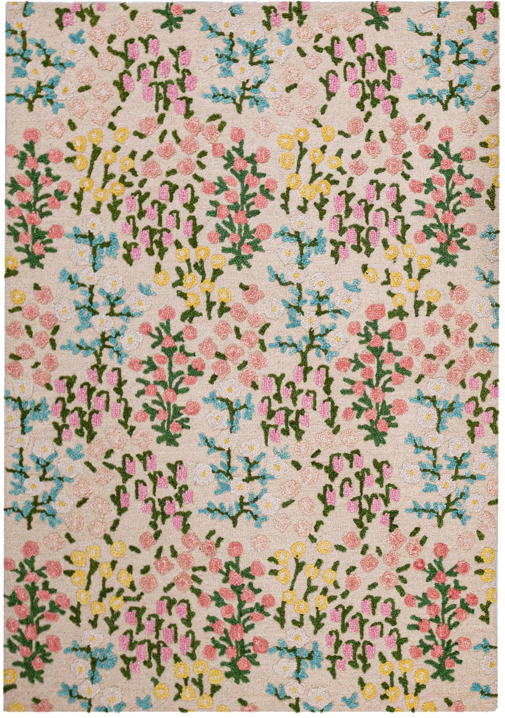 FLAIR RUGS Wollteppich »Emilia Floral«, rechteckig, 9 mm Höhe, Hoch-Tief-Struktur