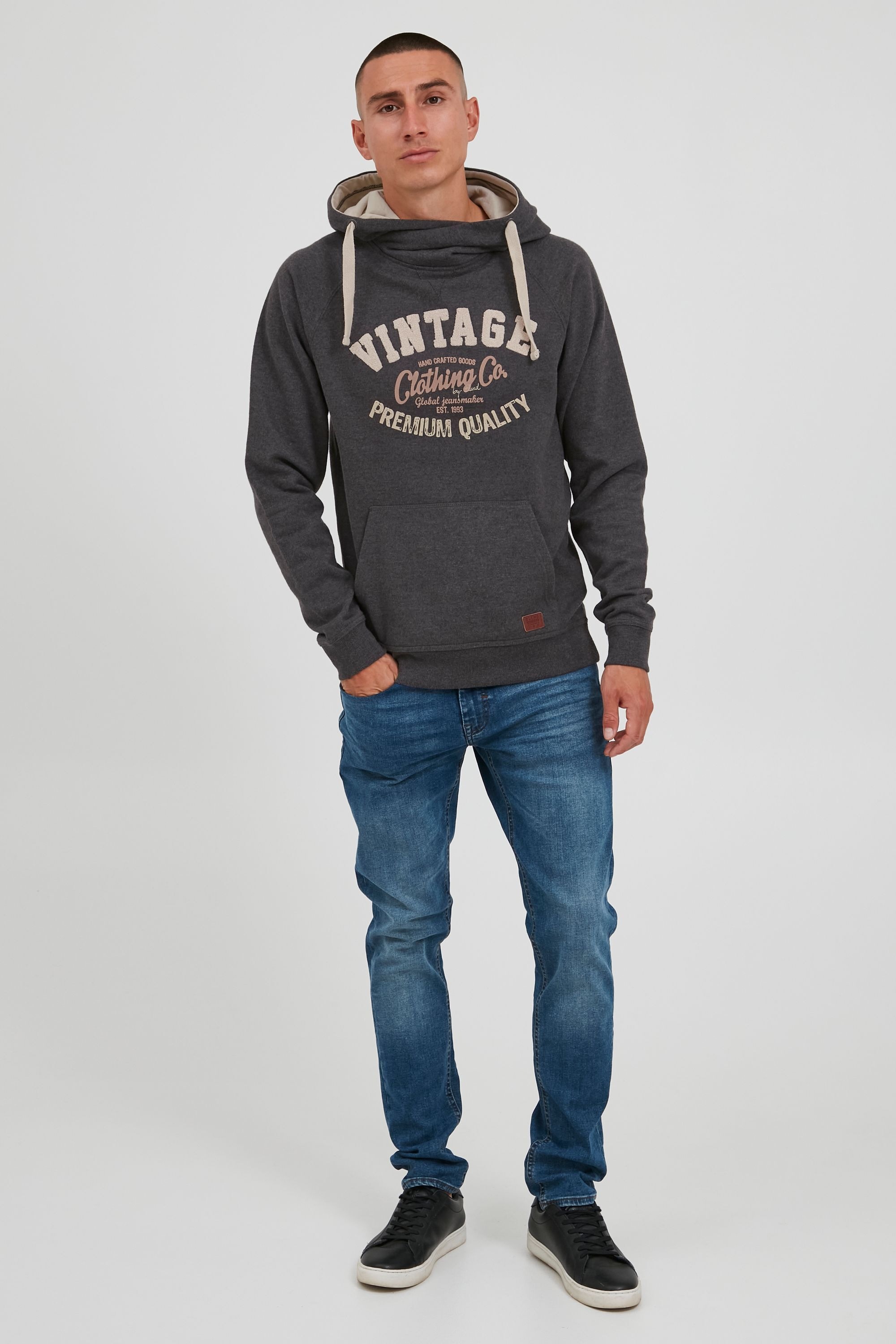Kapuzenpullover BLEND "BHAlejandro", Herren, Gr. L, charcoal, Sweatware, 60% Baumwolle, 40% Polyester, regular fit, ohne Ausschnitt, eingesetzt, Pullover Kapuzenpullover, Kapuzensweatshirt mit Frontprint 5