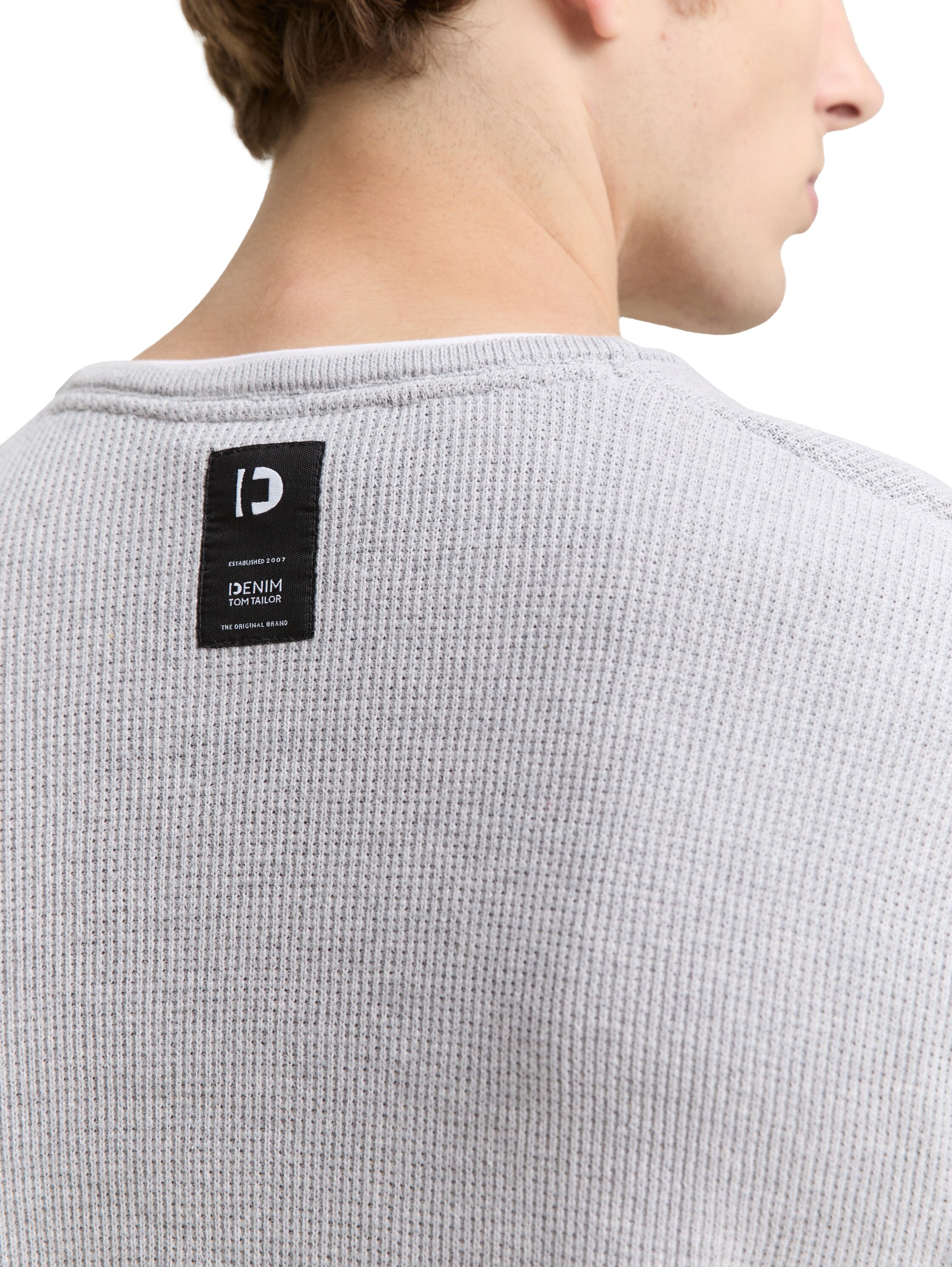 TOM TAILOR Denim Strickpullover, mit 2-in-1 Ausschnitt