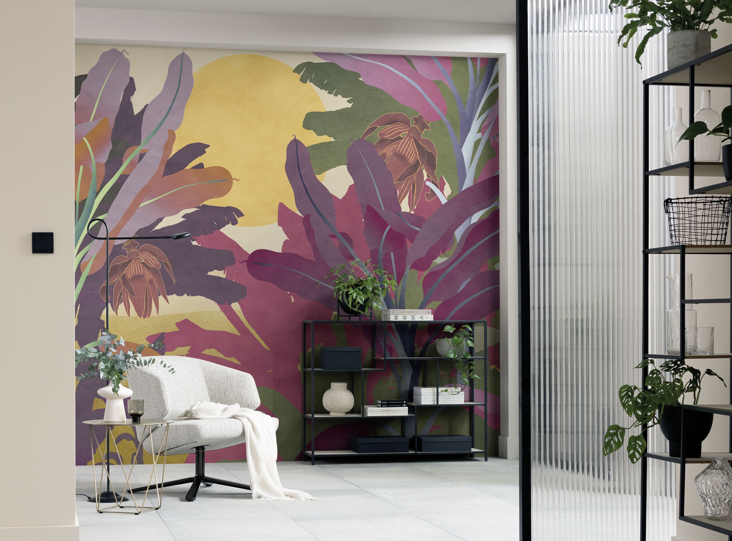 KOMAR Fototapete "Vlies Fototapete - Vida Loca - Größe 300 x 250 cm", B/L: 3m, Rollen: 1pink,gelb,grün, Schlafzimmer, Tapeten