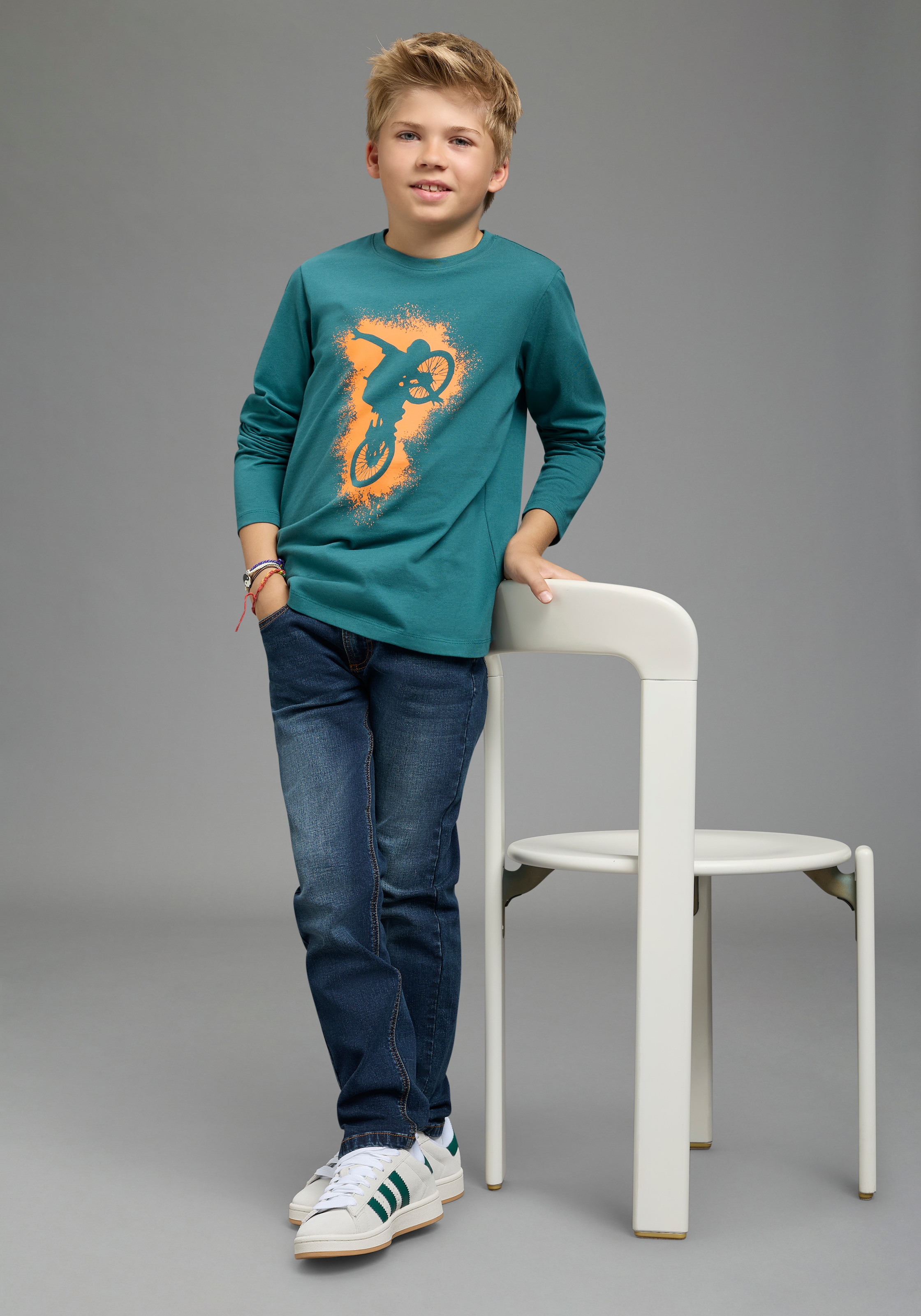 KIDSWORLD Langarmshirt »BIKER« , lässiger Druck für Jungen