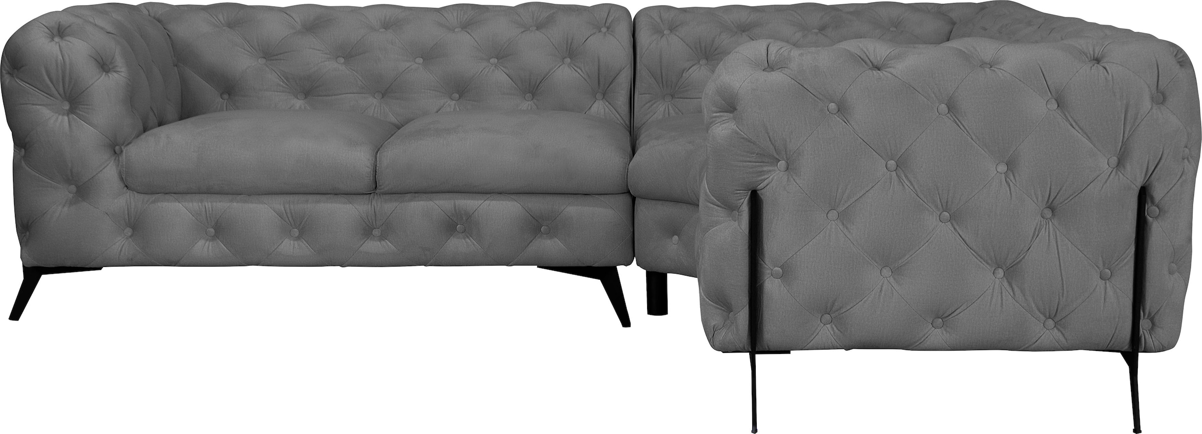 Leonique Chesterfield-Sofa »Amaury L-Form«, Chesterfield-Optik, Breite/Tiefe je 262 cm, Fußfarbe wählbar
