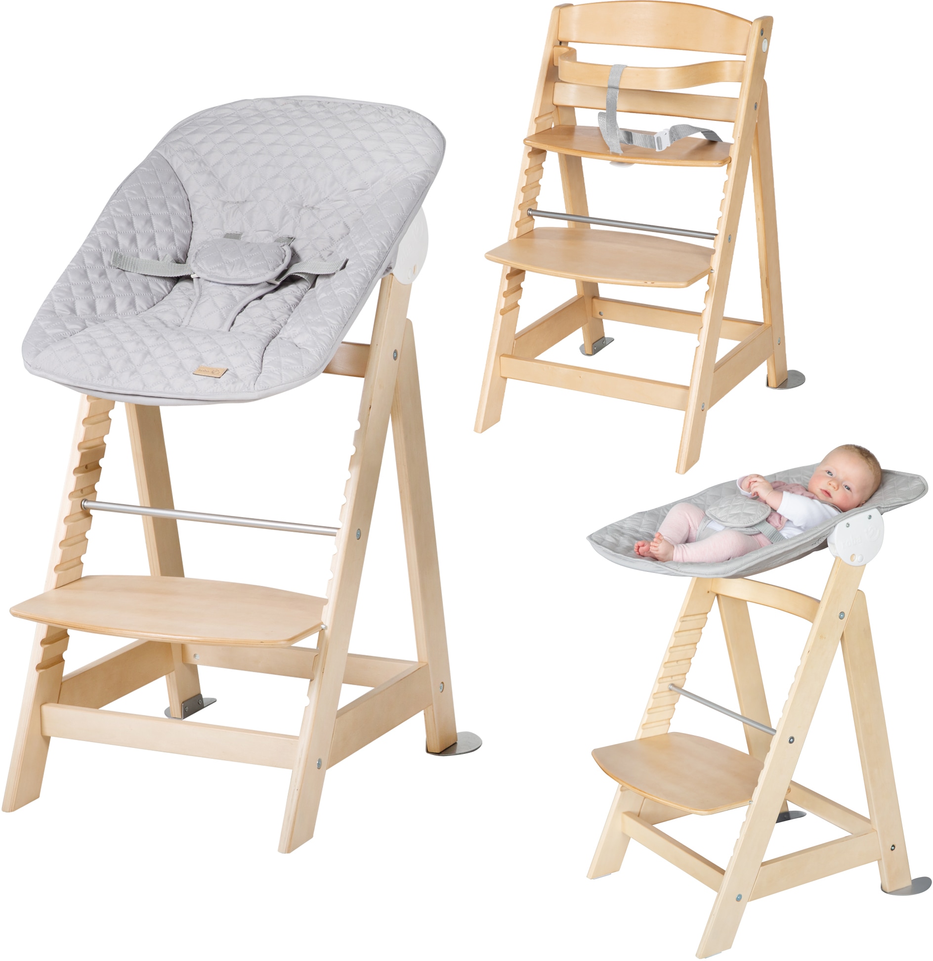 roba® Hochstuhl »Treppenhochstuhl 2-in-1 Set Style, Born Up«, mit Neugeborenen-Aufsatz