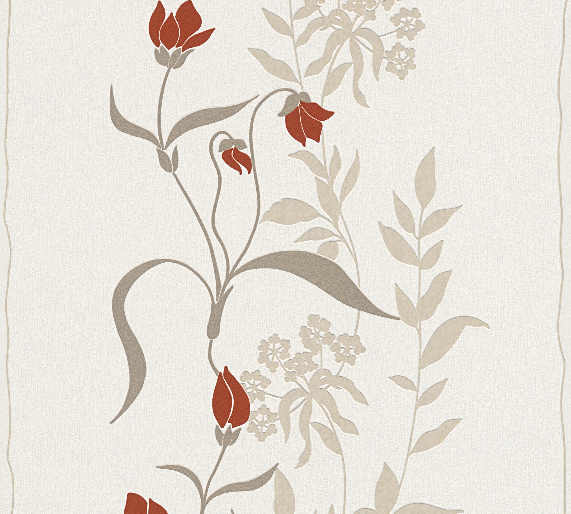 Vliestapete »Natural Style«, floral, Tapete Blumen Creme Rot Beige