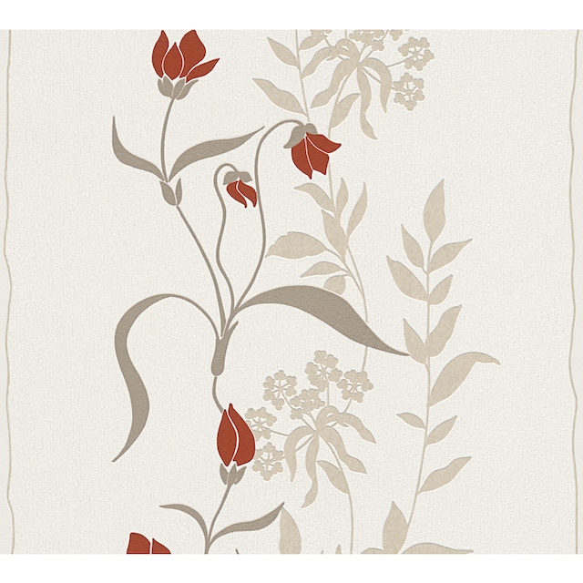 A.S. Création Vliestapete »Natural Style«, floral, Tapete Blumen Creme Rot  Beige per Rechnung | BAUR