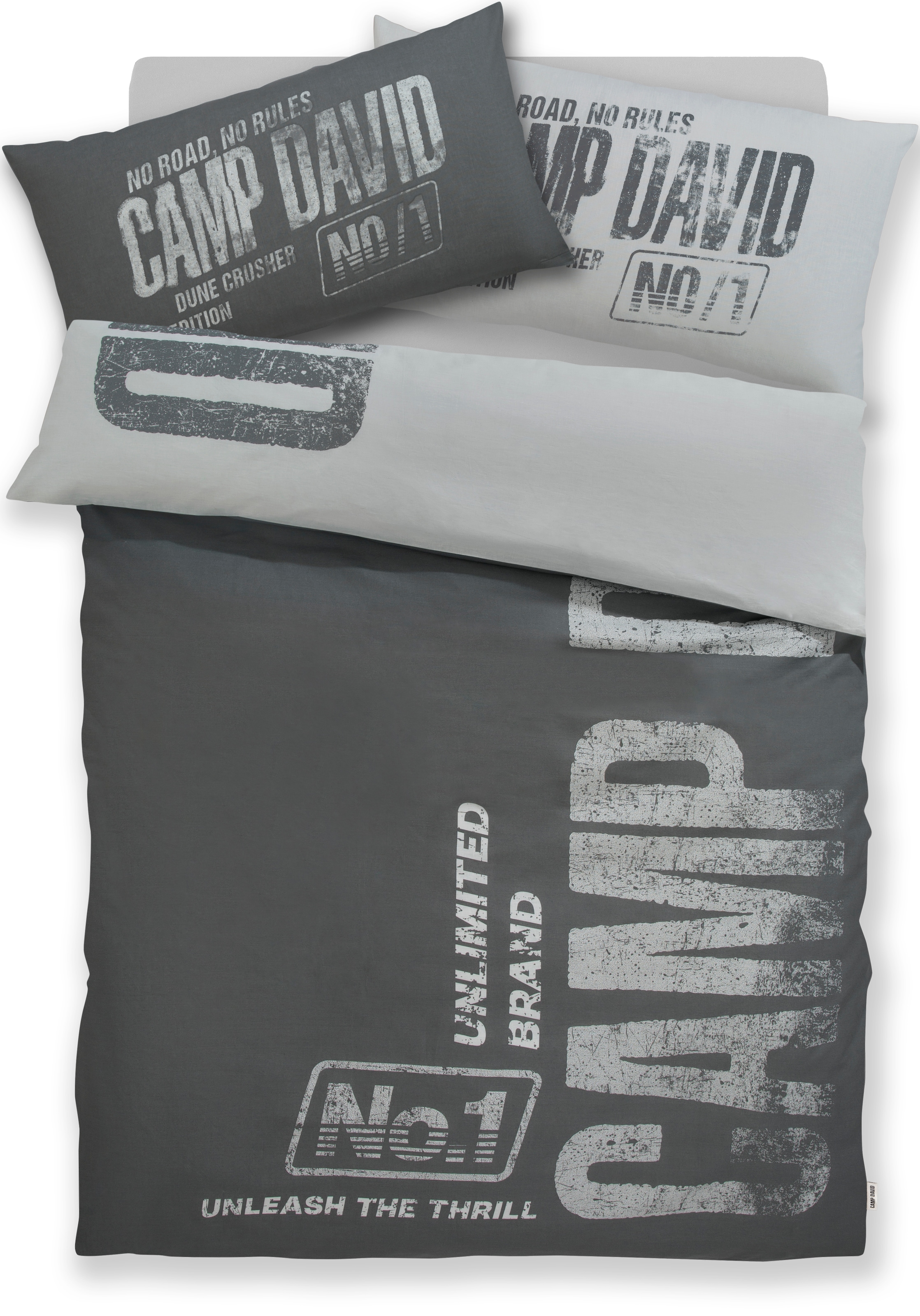 CAMP DAVID Wendebettwäsche »Kymber« 2 tlg. NEUHEIT! Bettwäsche ab 135x200cm, mit coolem Schriftzug